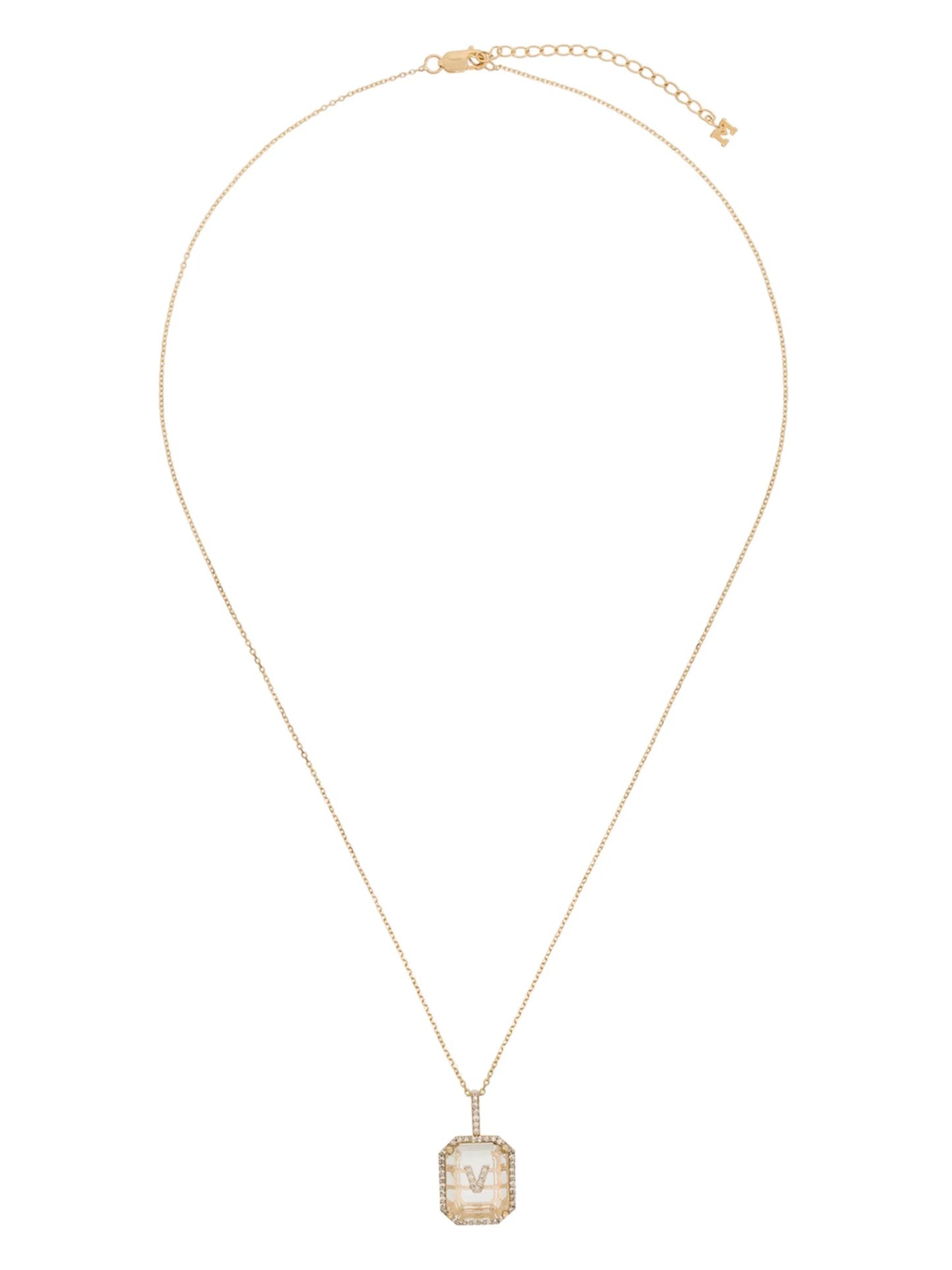 14K yellow gold V initial necklace