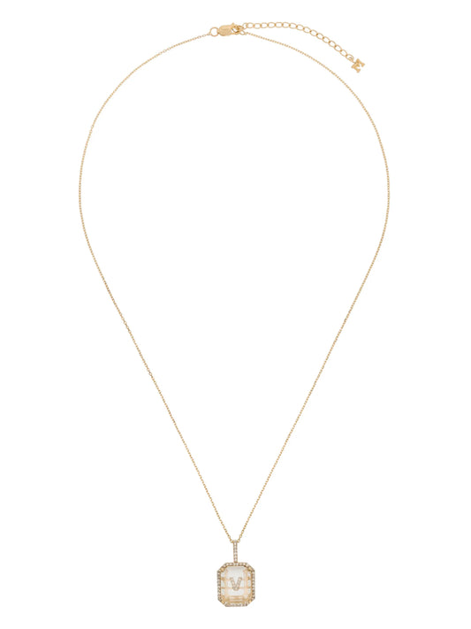14K yellow gold V initial necklace