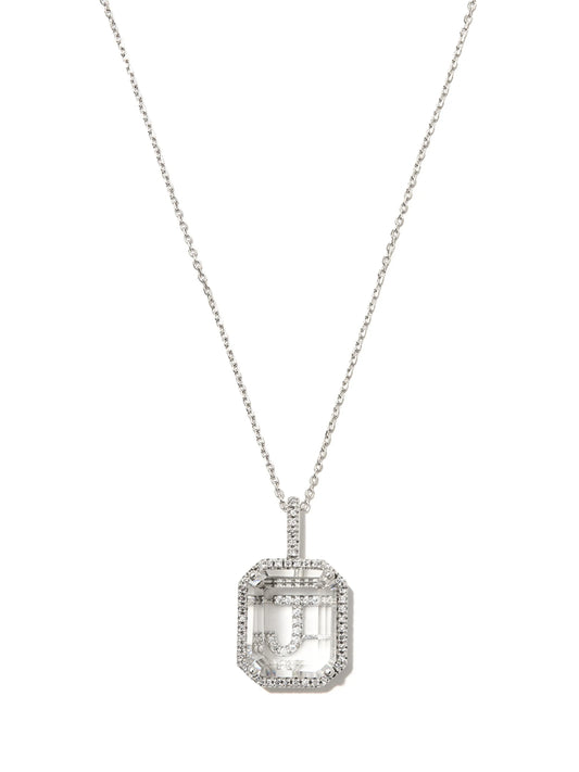 14kt white gold Initial quartz necklace
