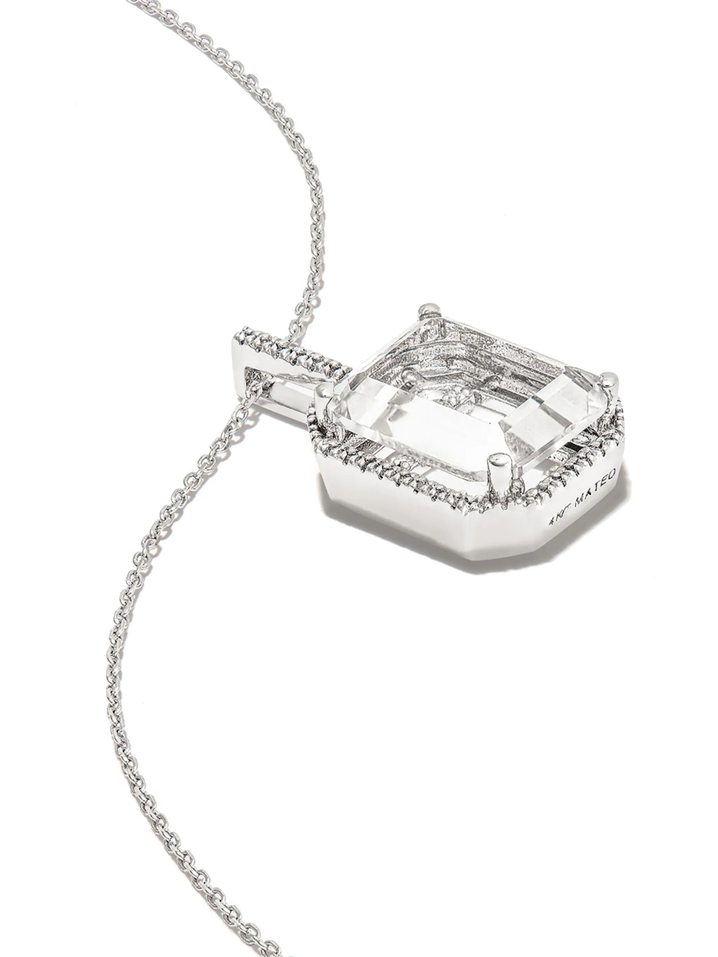 14kt white gold Initial quartz necklace