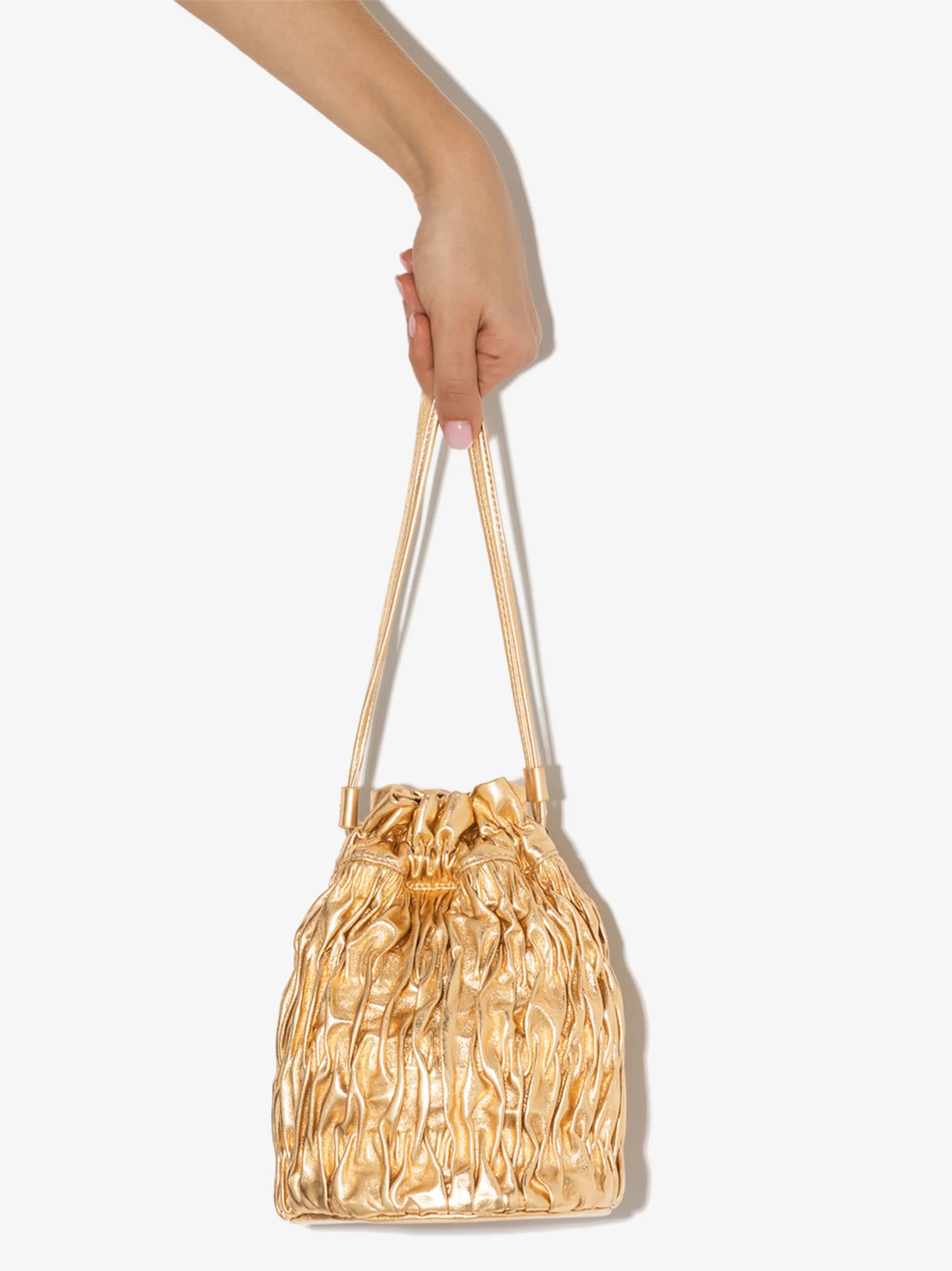 metallic ruched mini bag