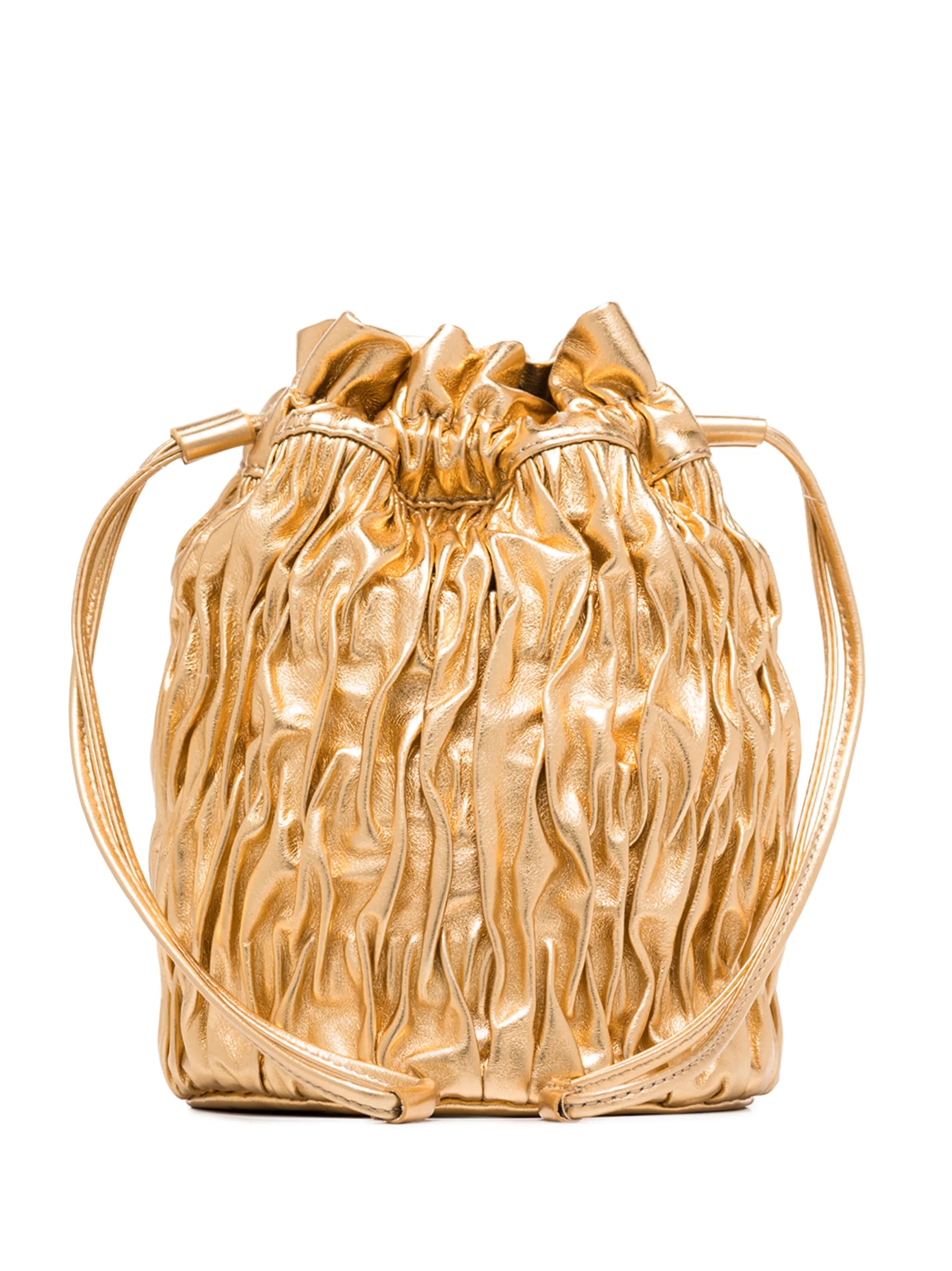 metallic ruched mini bag