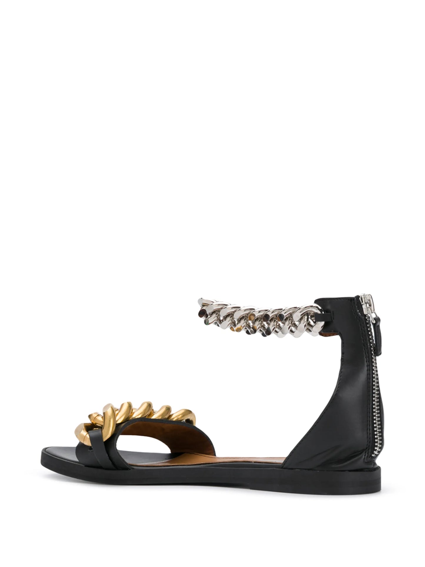 chain-detail zip-up sandals