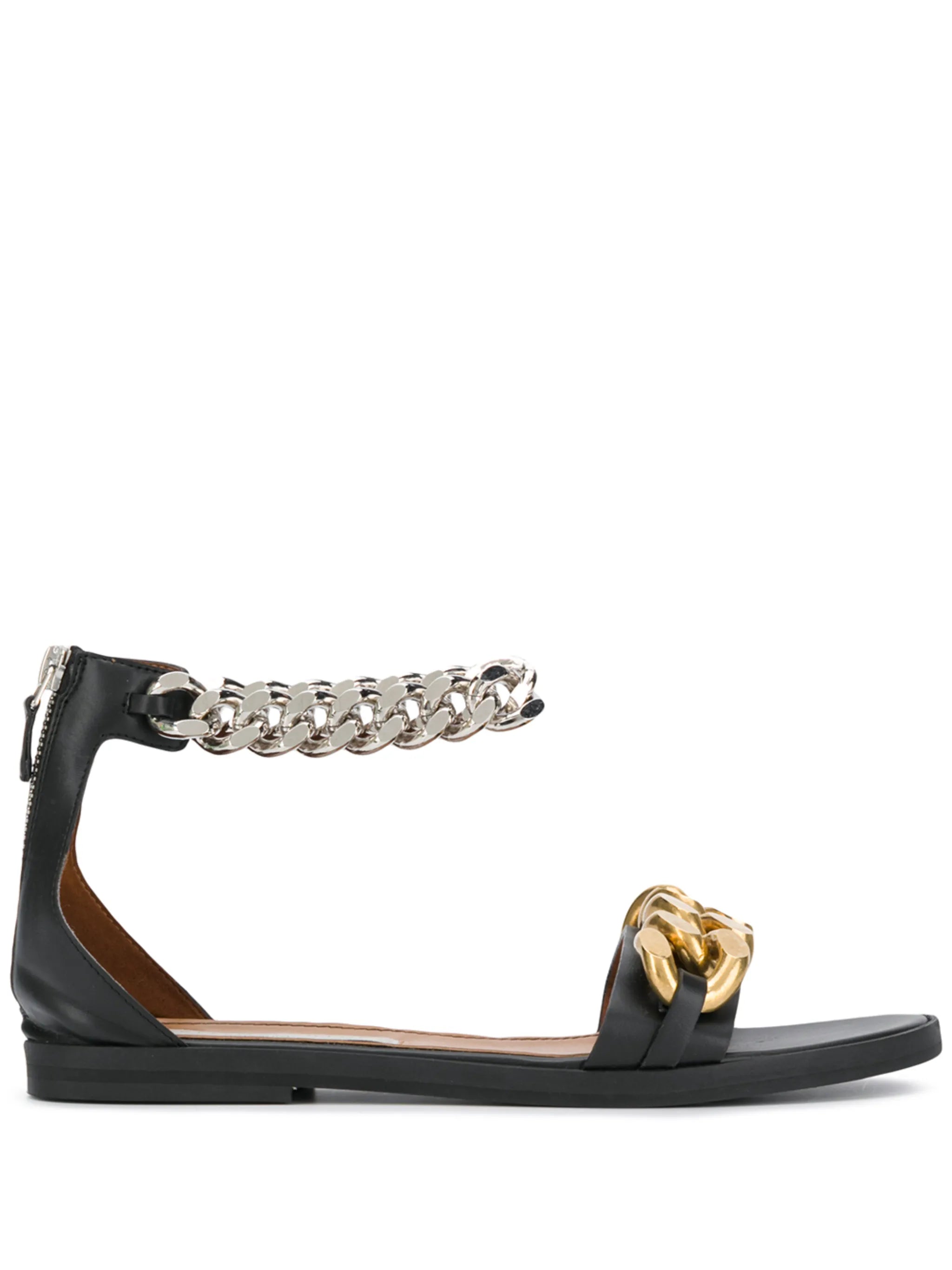 chain-detail zip-up sandals