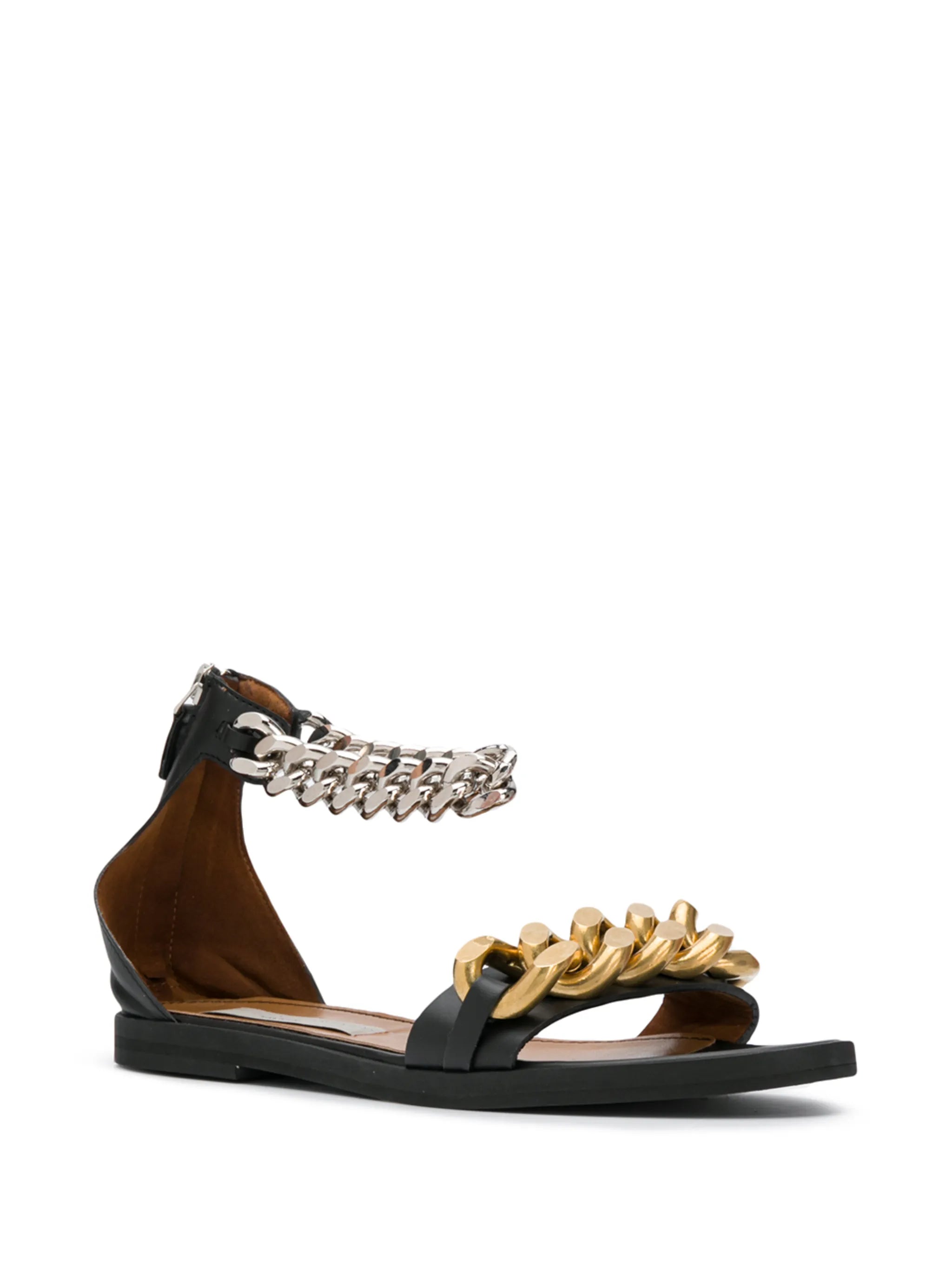 chain-detail zip-up sandals