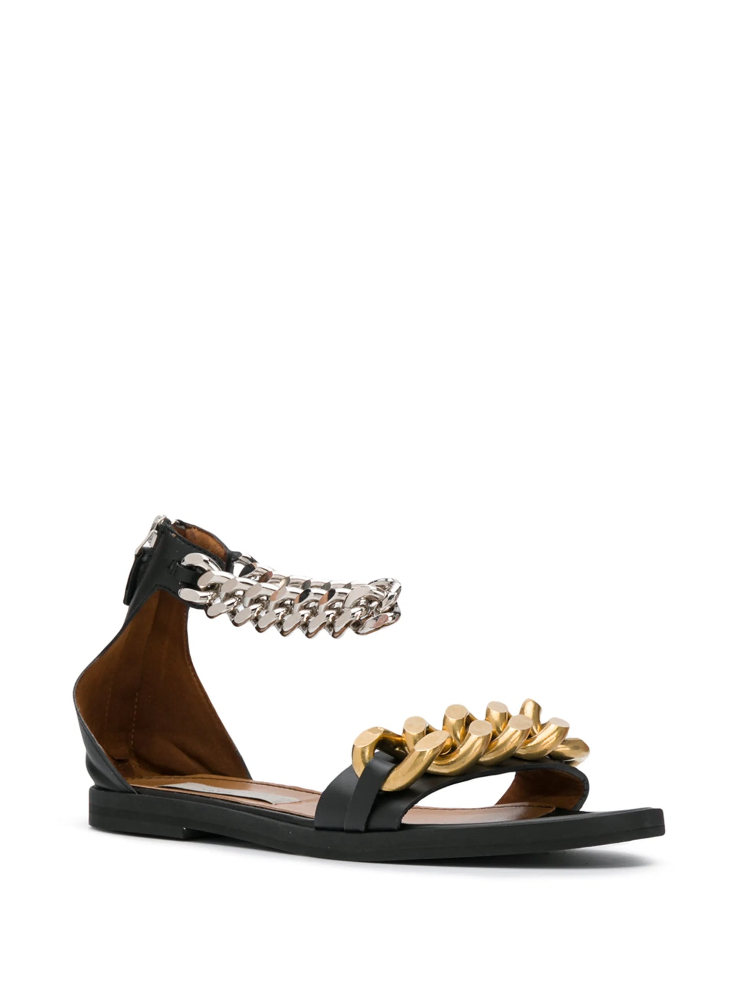 chain-detail zip-up sandals