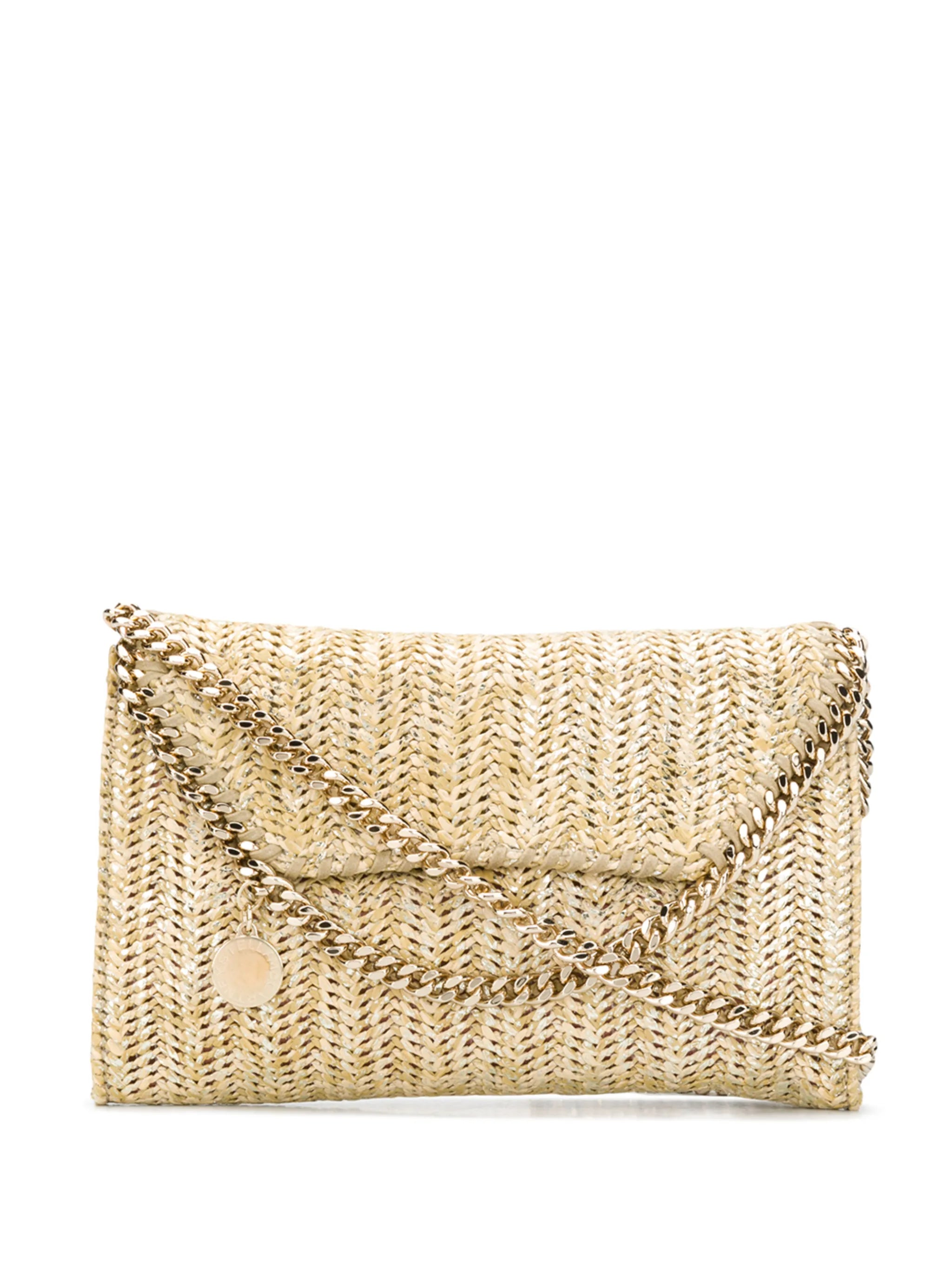straw weave whipstitch chain bag