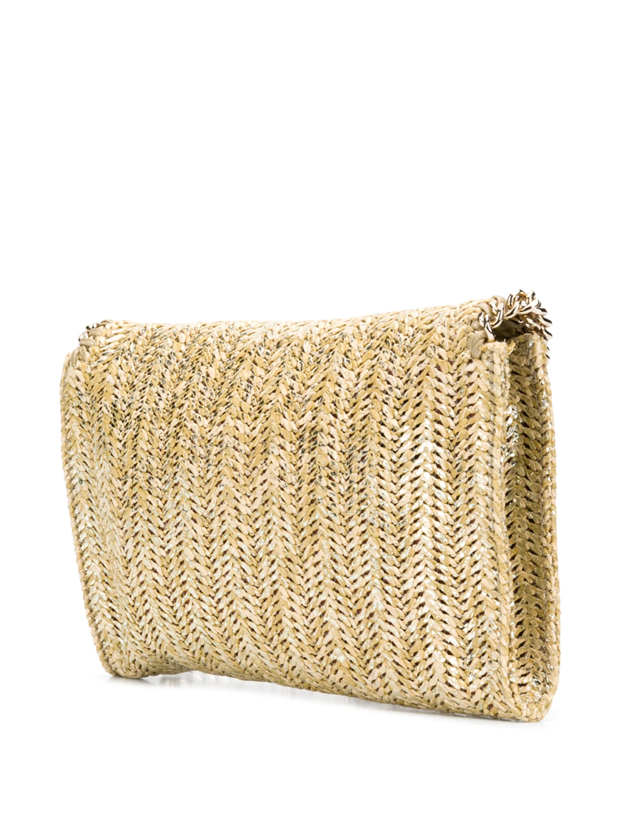 straw weave whipstitch chain bag