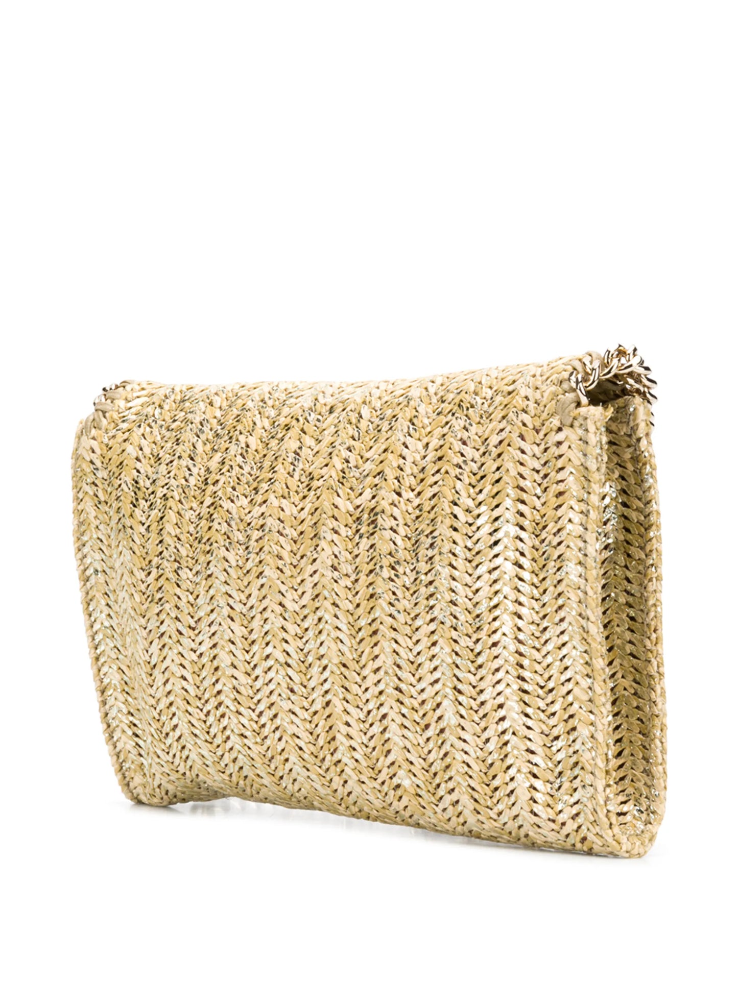 straw weave whipstitch chain bag