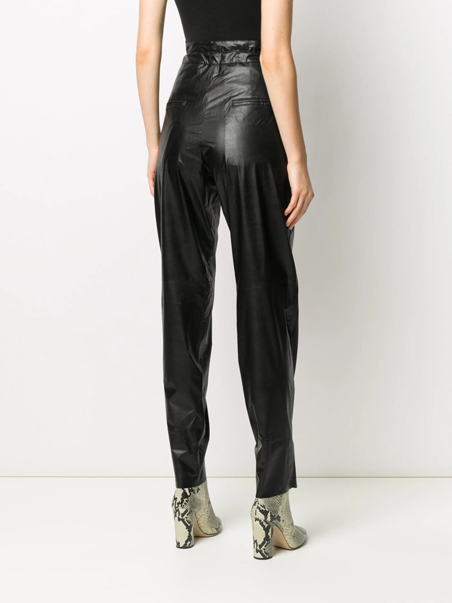 high-waisted tie-waist trousers