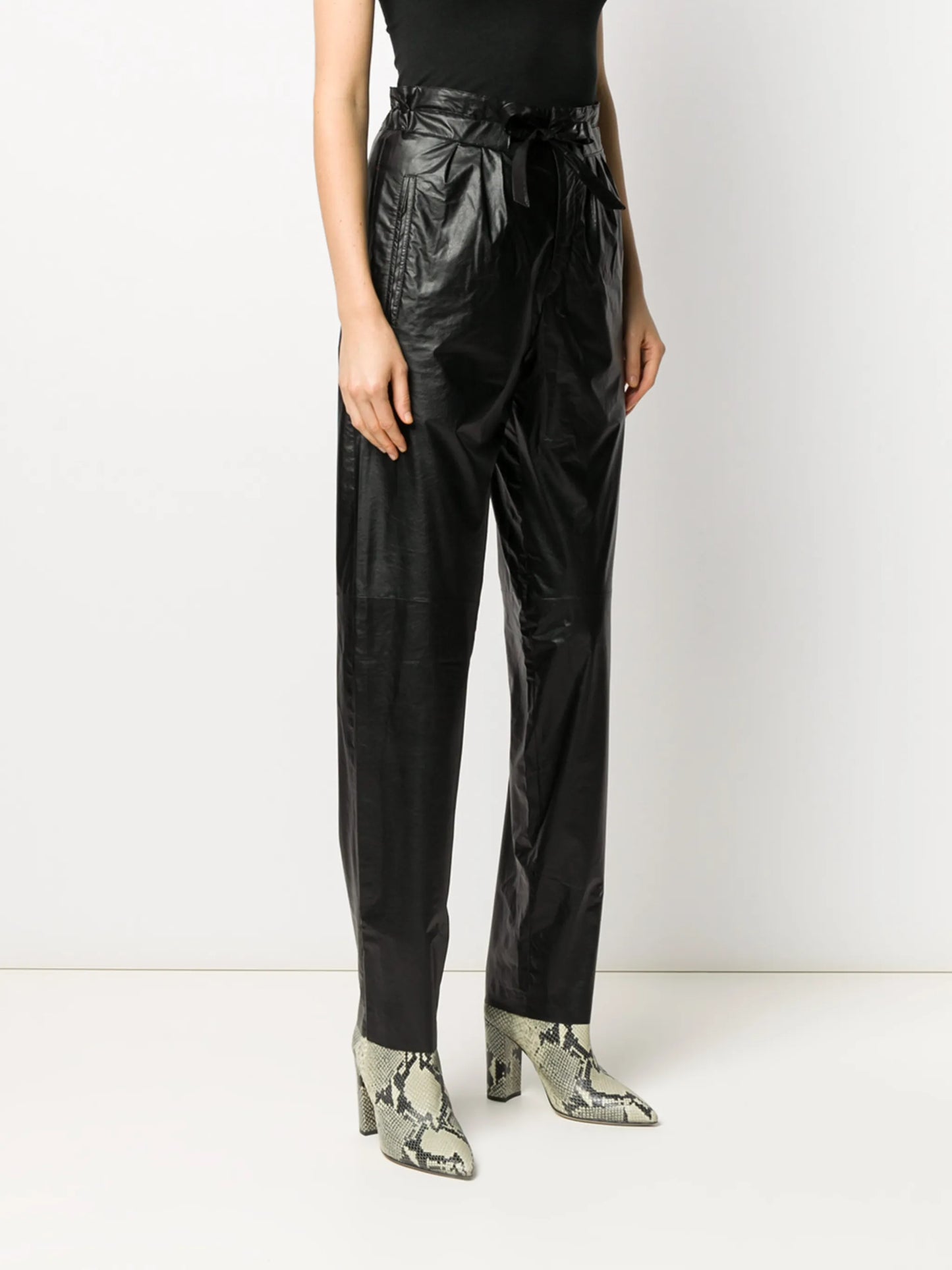 high-waisted tie-waist trousers