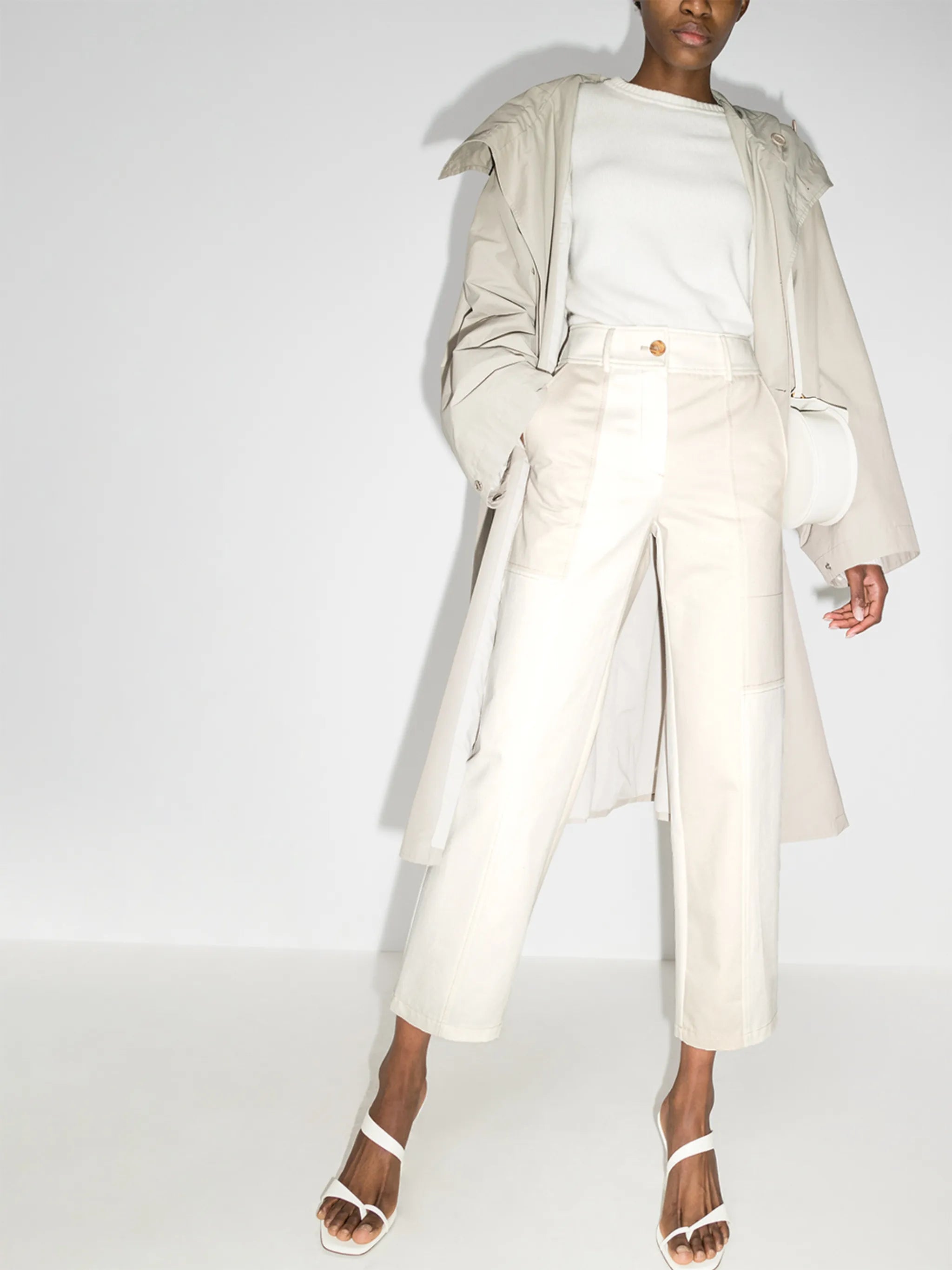 panelled straight-leg trousers