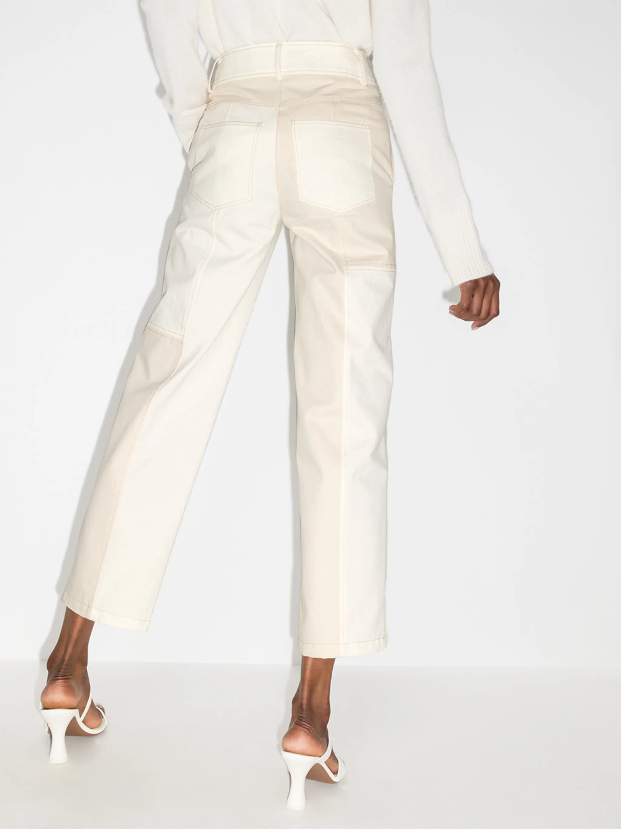 panelled straight-leg trousers