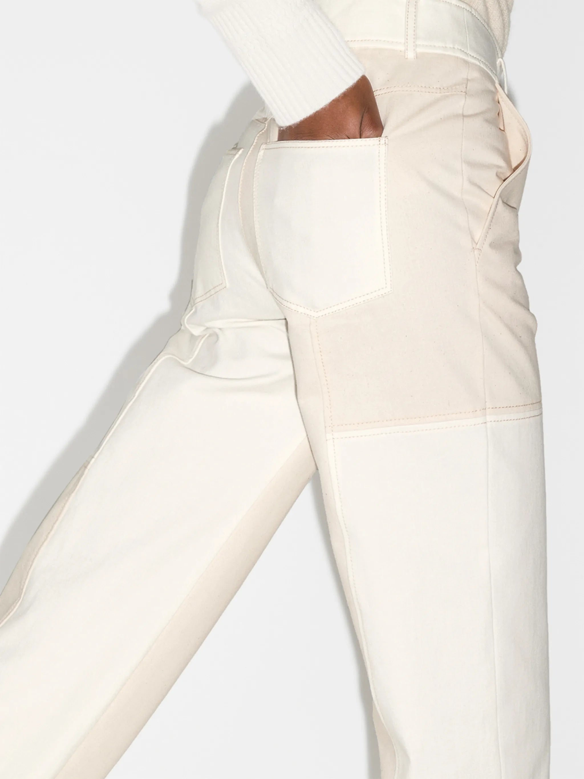 panelled straight-leg trousers