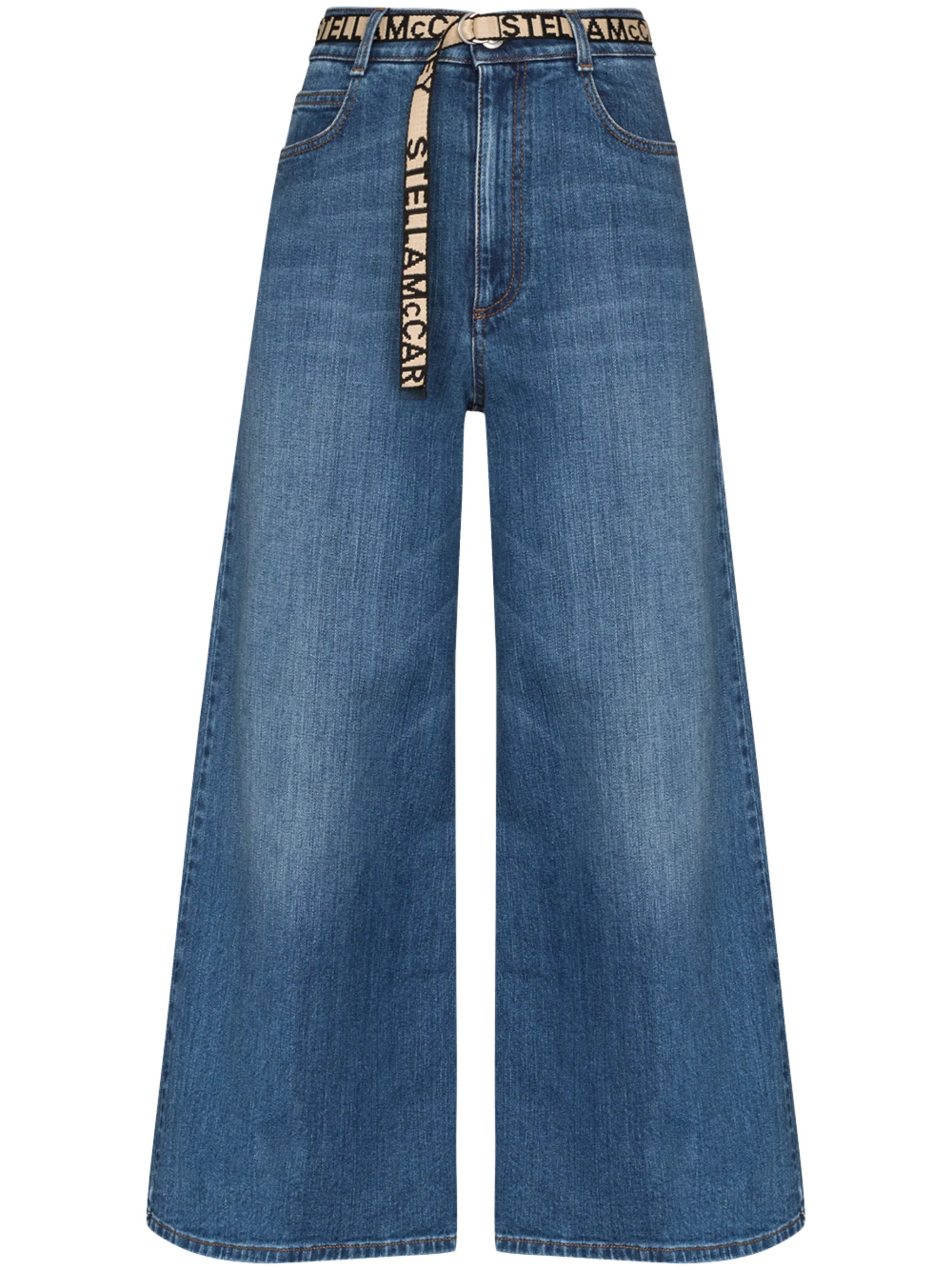 wide-leg logo belted jeans