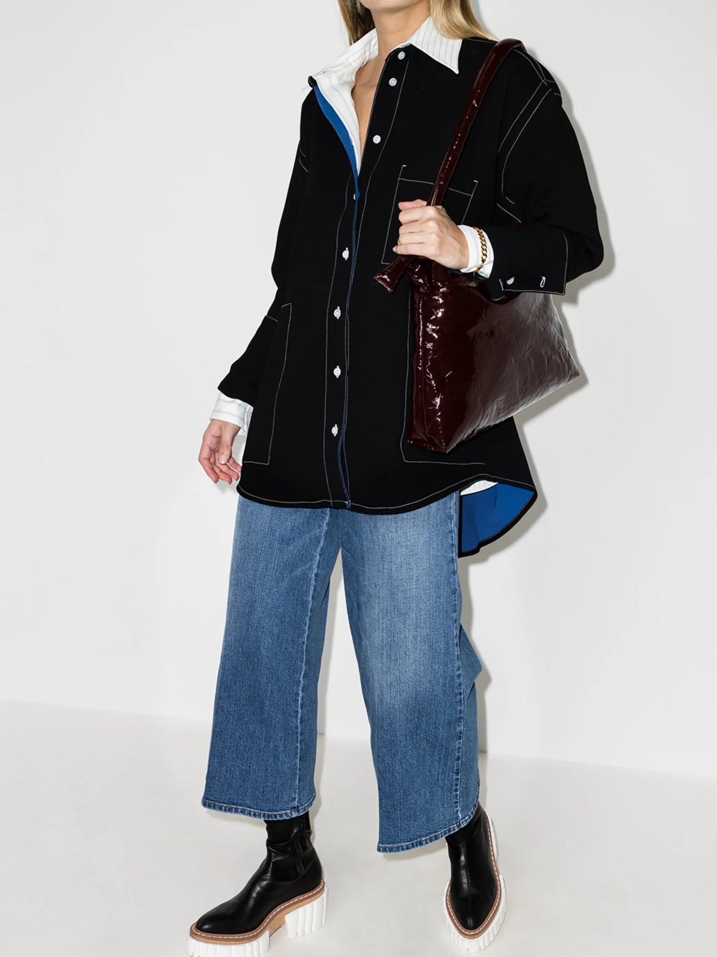 wide-leg logo belted jeans