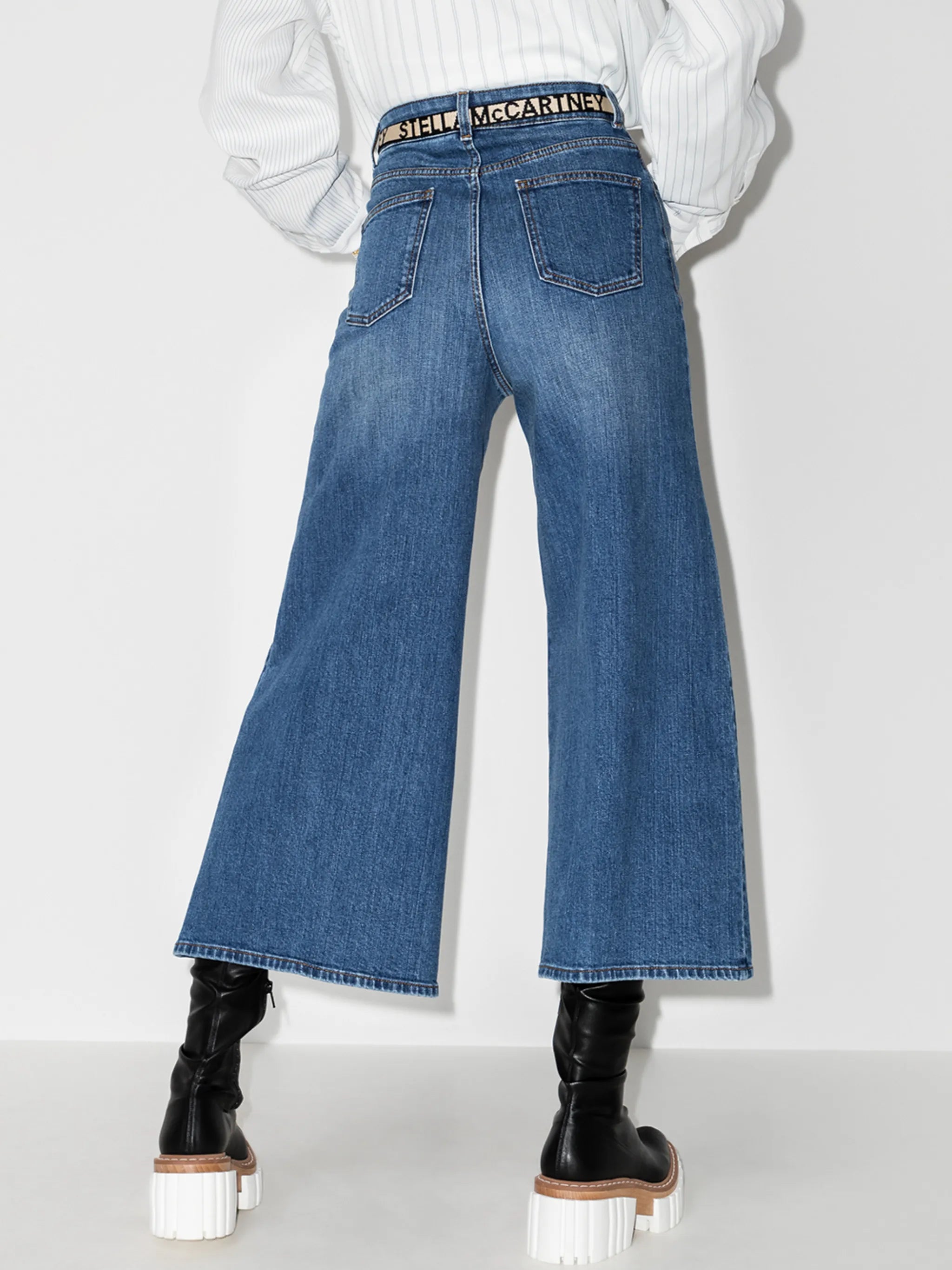 wide-leg logo belted jeans