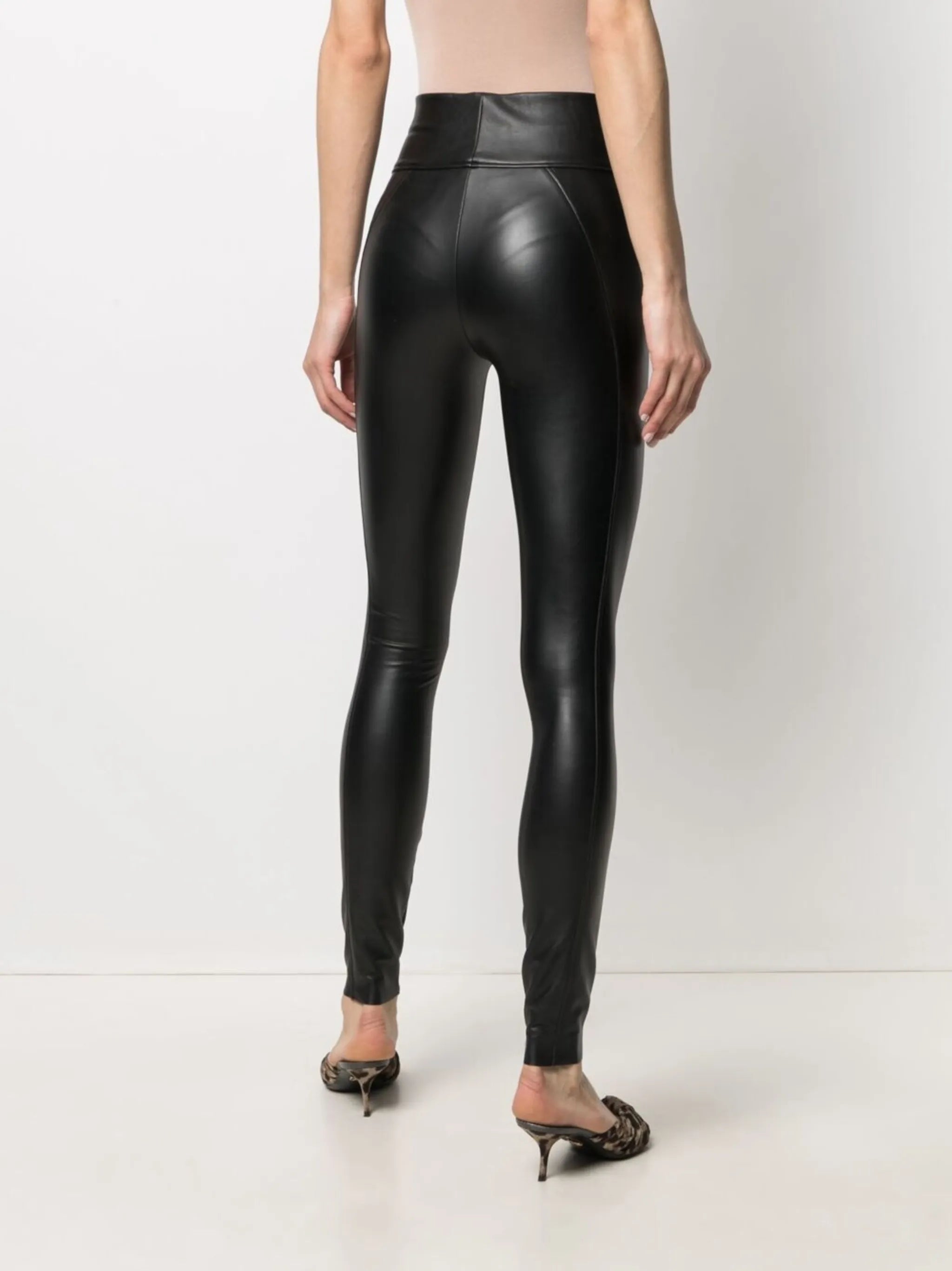 high-rise faux-leather leggings
