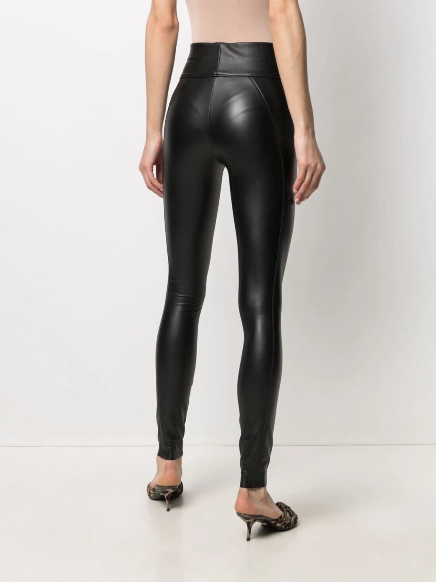 high-rise faux-leather leggings