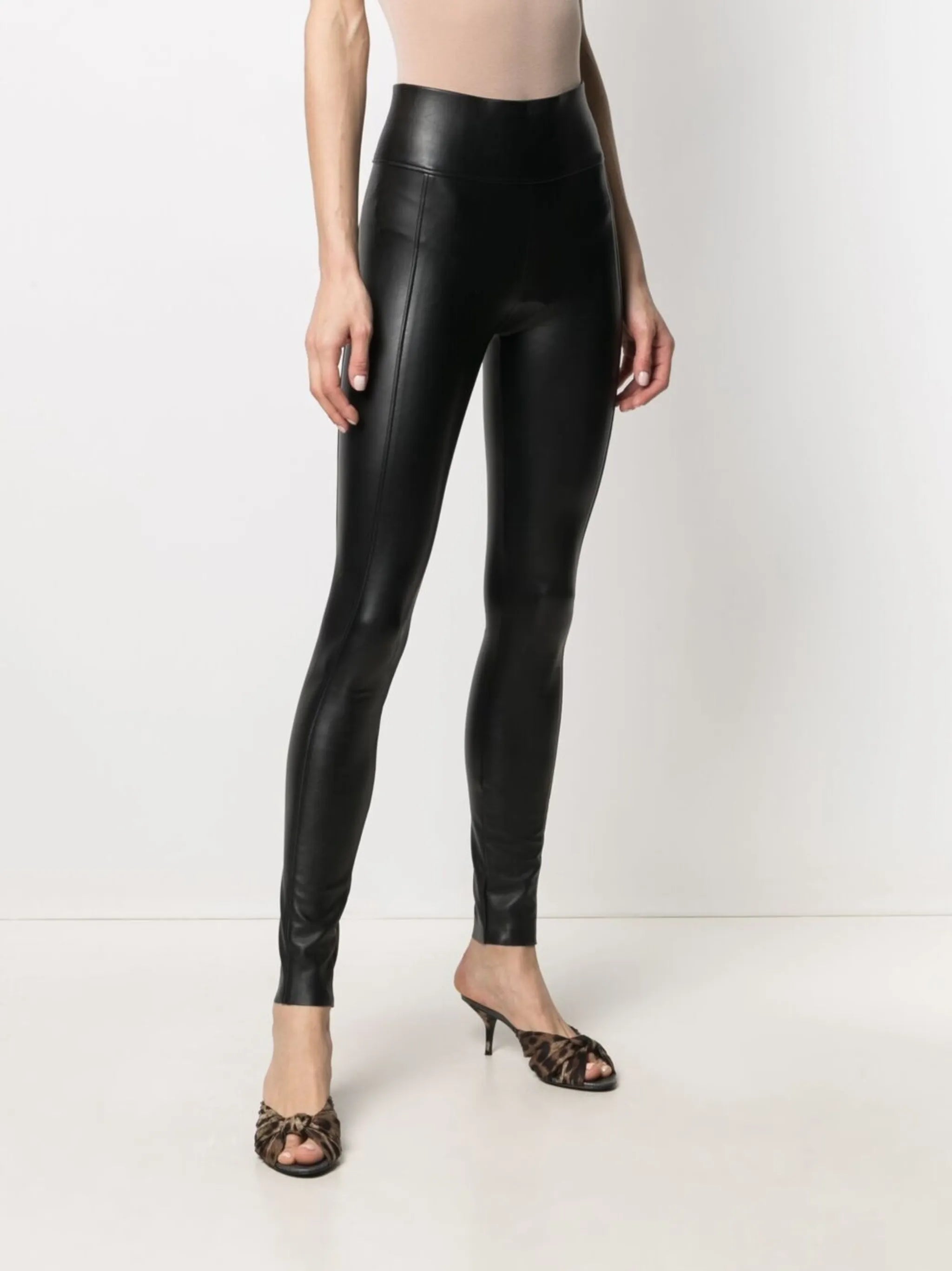 high-rise faux-leather leggings