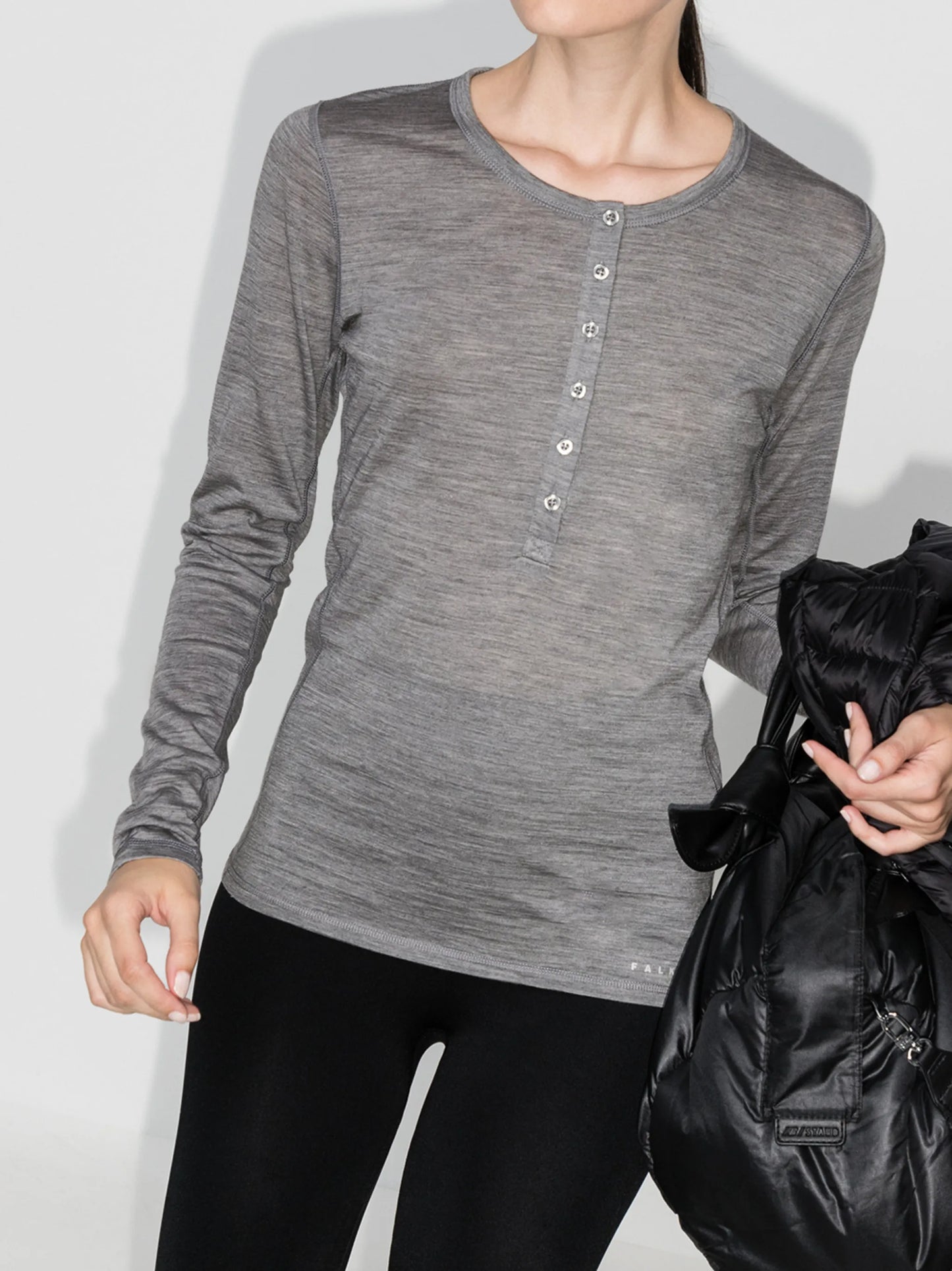 long-sleeve button placket top