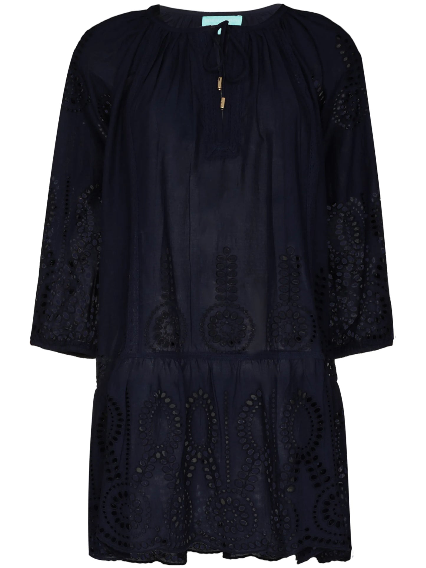 open-stitch detail mini dress