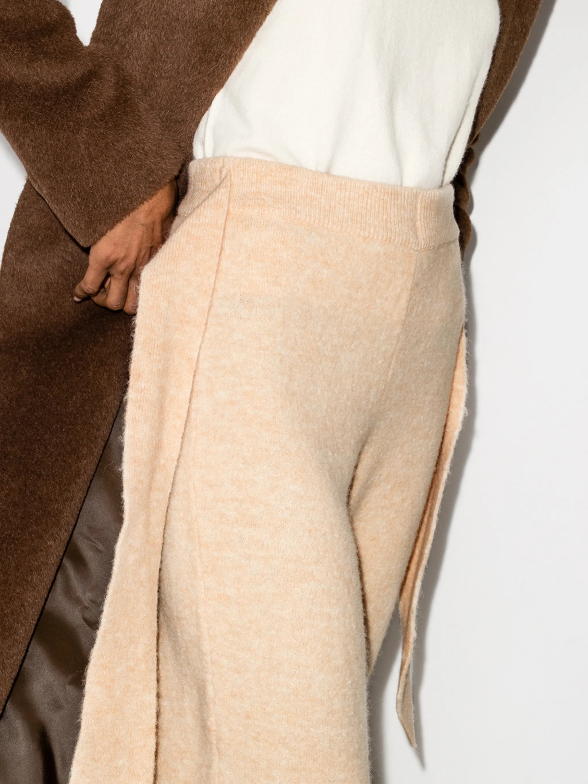 tied waist knit trousers