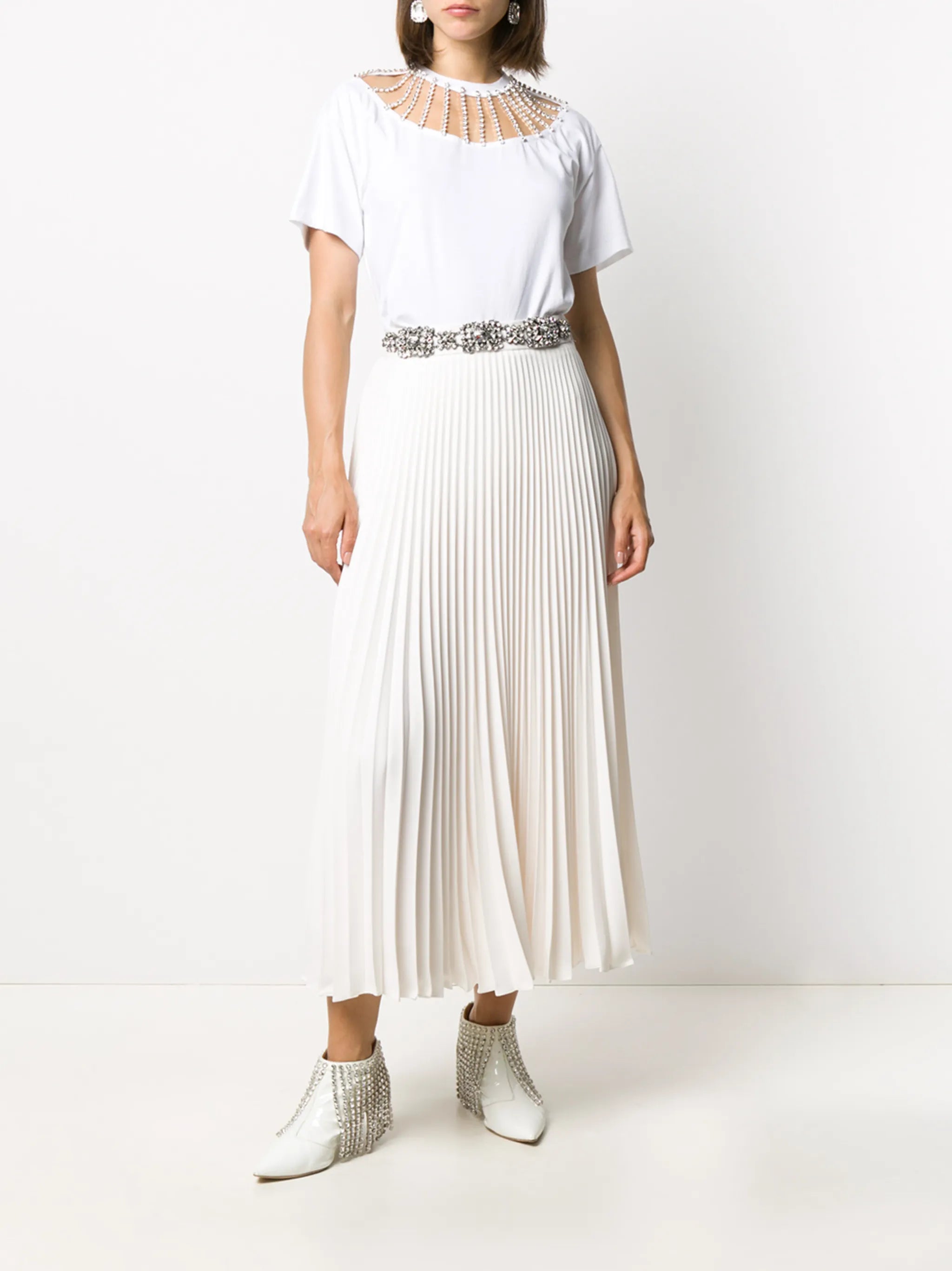 crystal-embellished pleated skirt