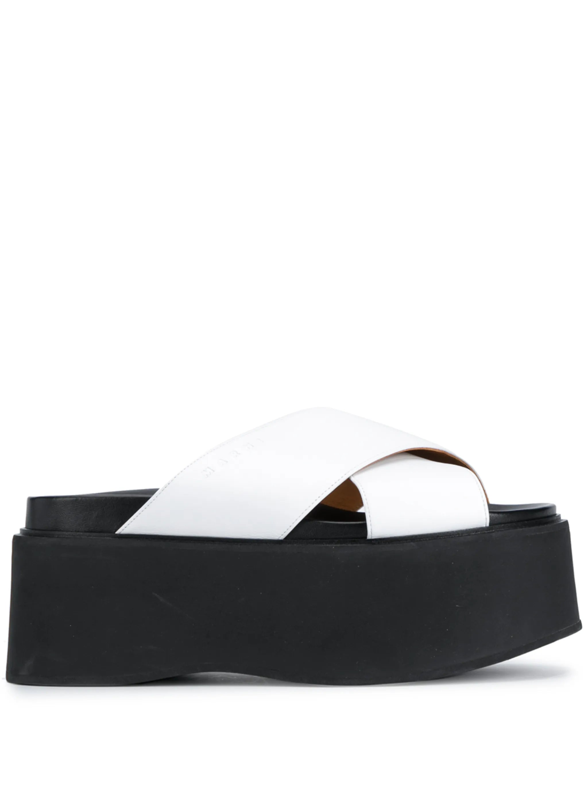 platform cross-strap leather sandals