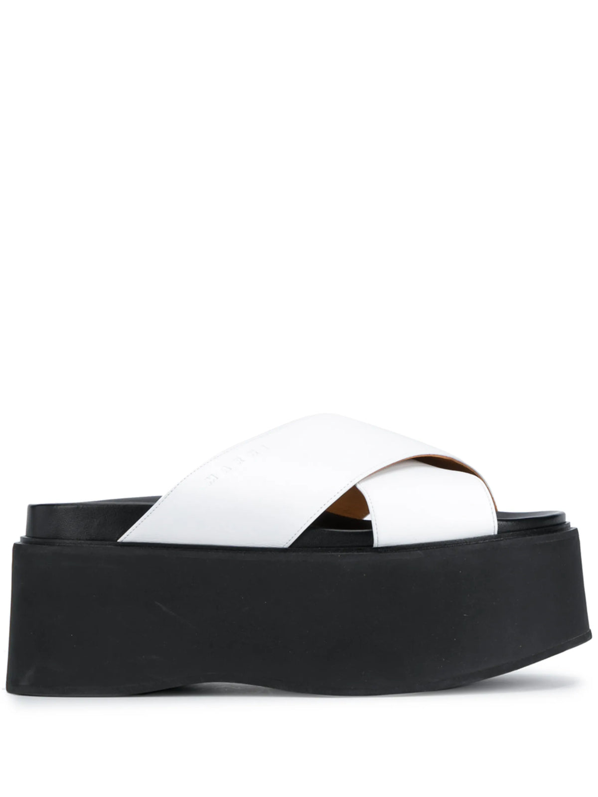 platform cross-strap leather sandals