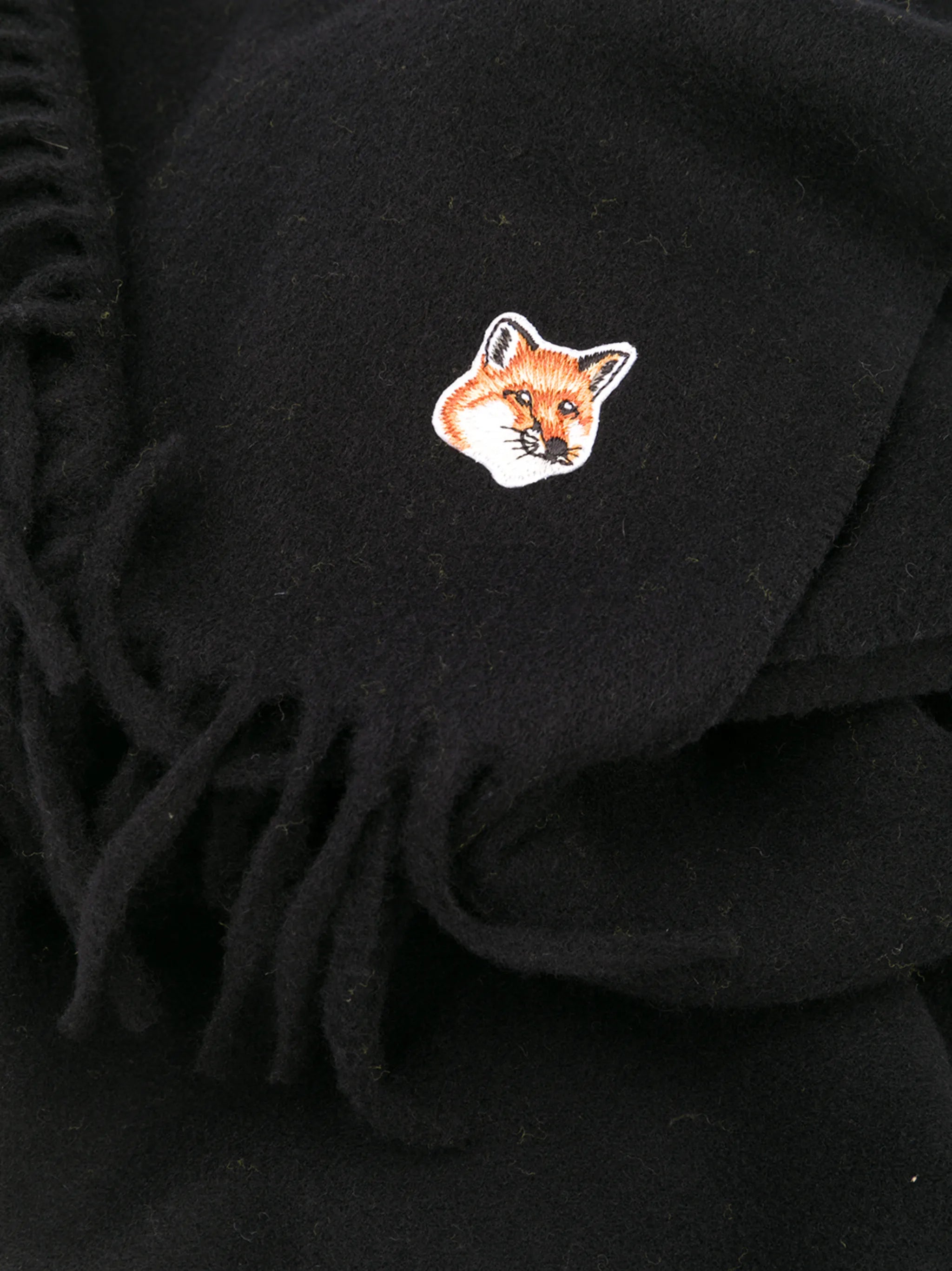 logo-patch fringed scarf