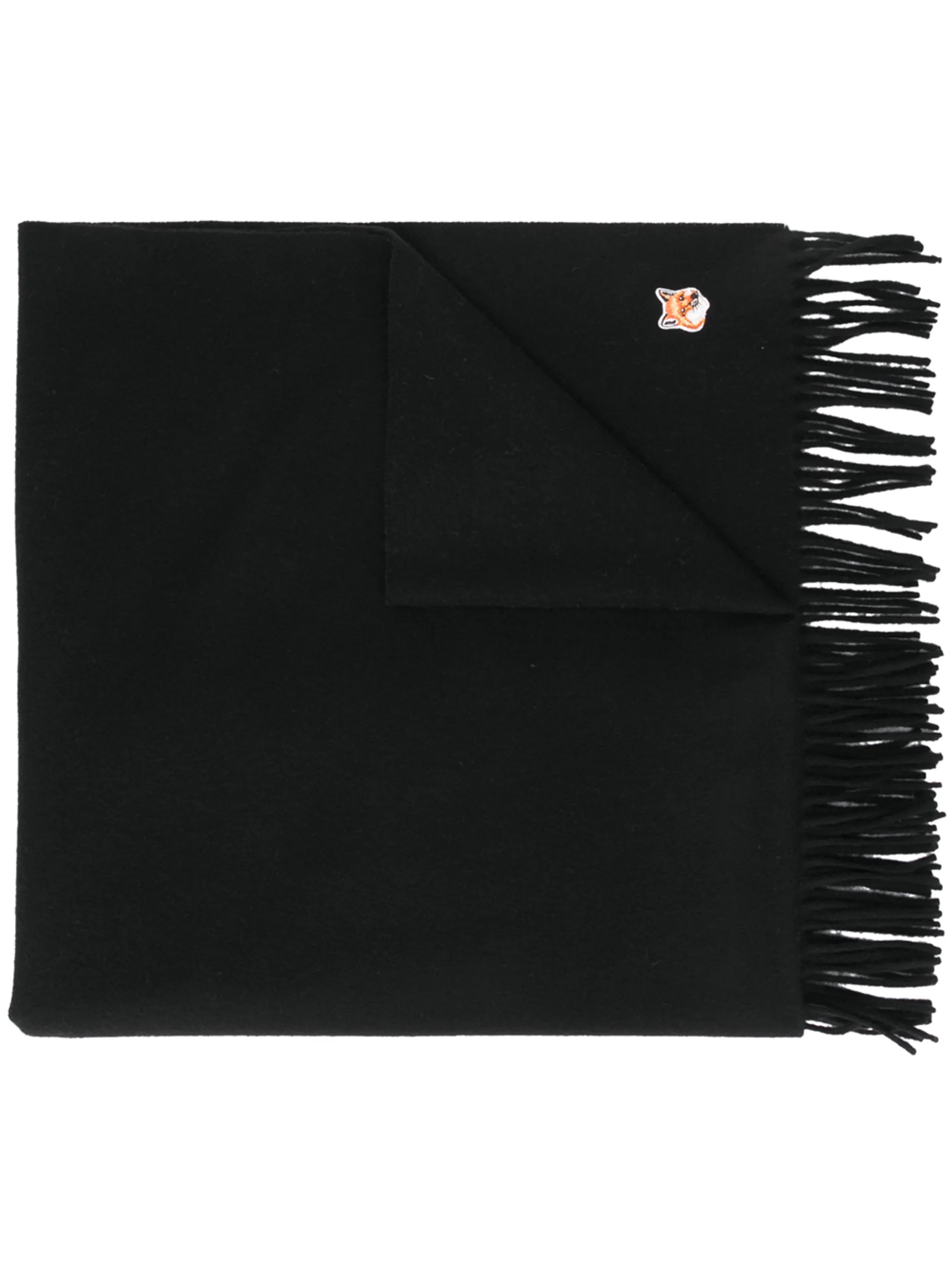 logo-patch fringed scarf