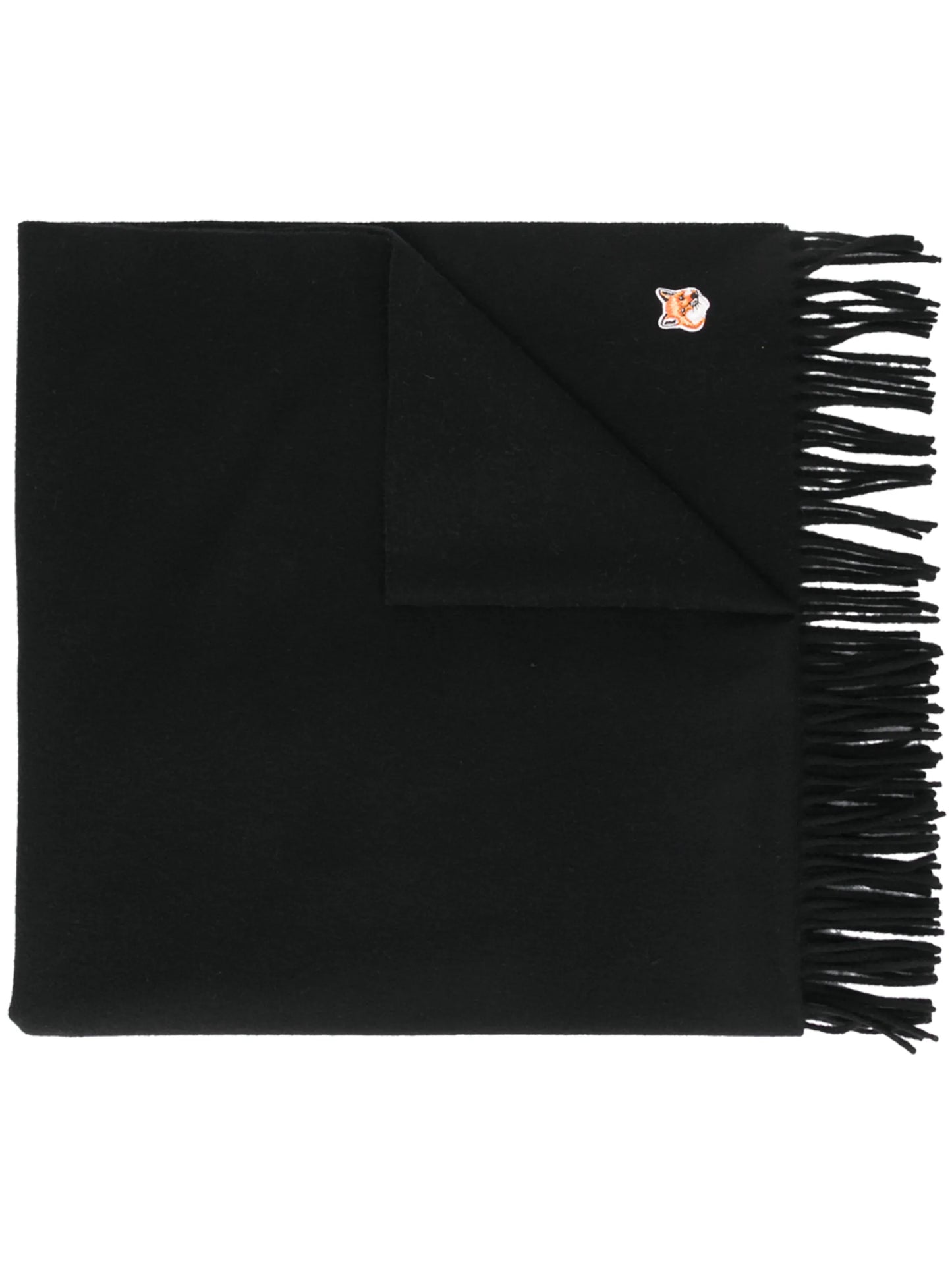 logo-patch fringed scarf