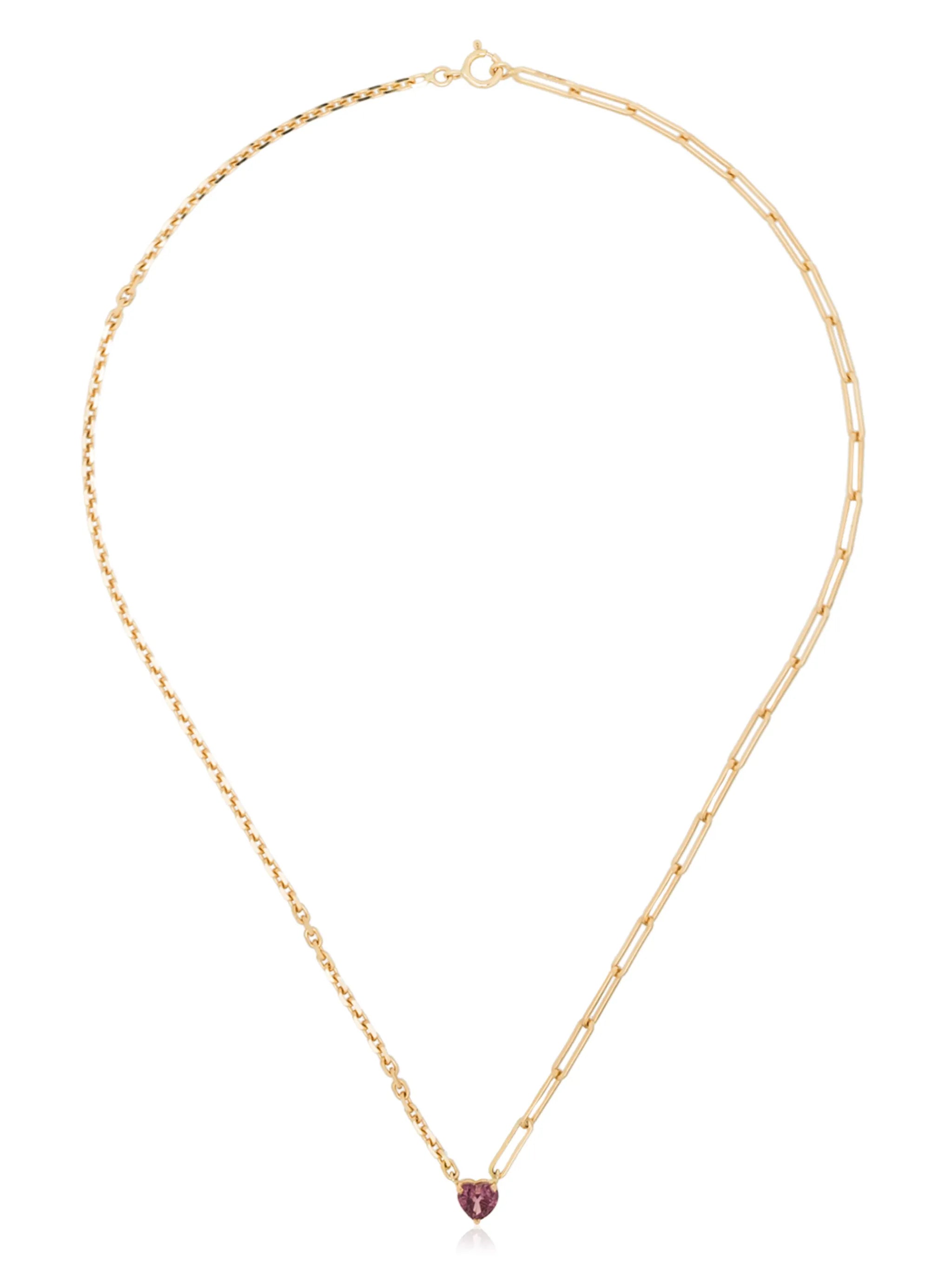 18kt yellow gold tourmaline-heart necklace