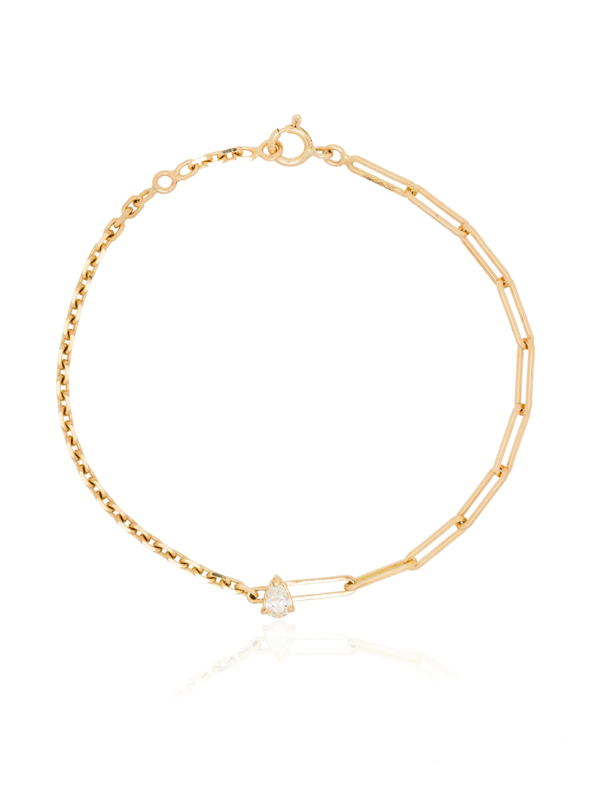 18kt yellow gold mixed-chain diamond bracelet