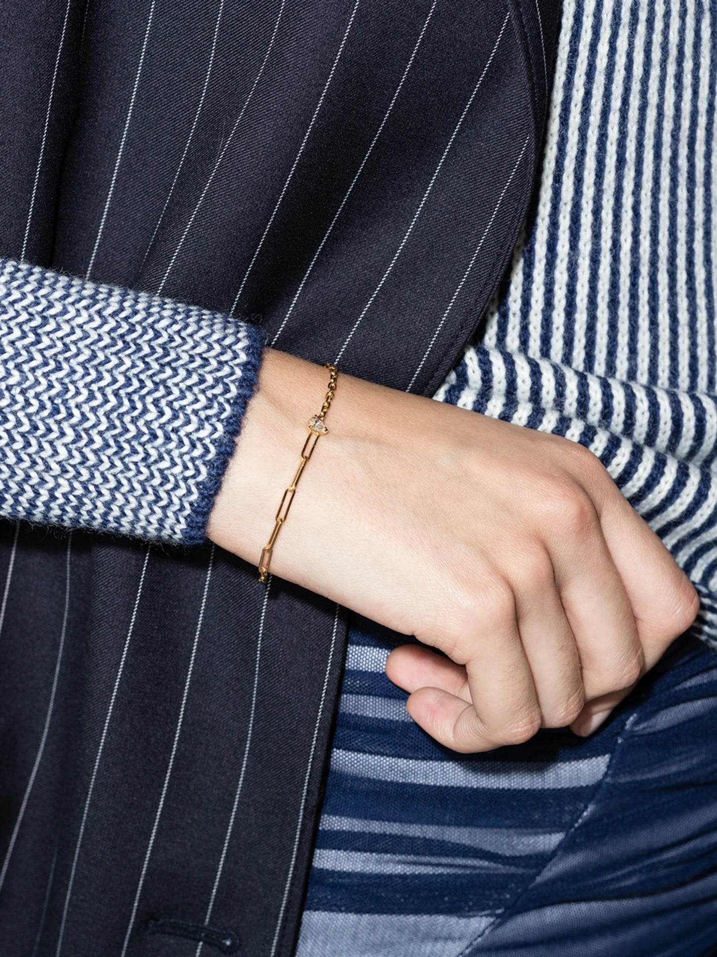 18kt yellow gold mixed-chain diamond bracelet