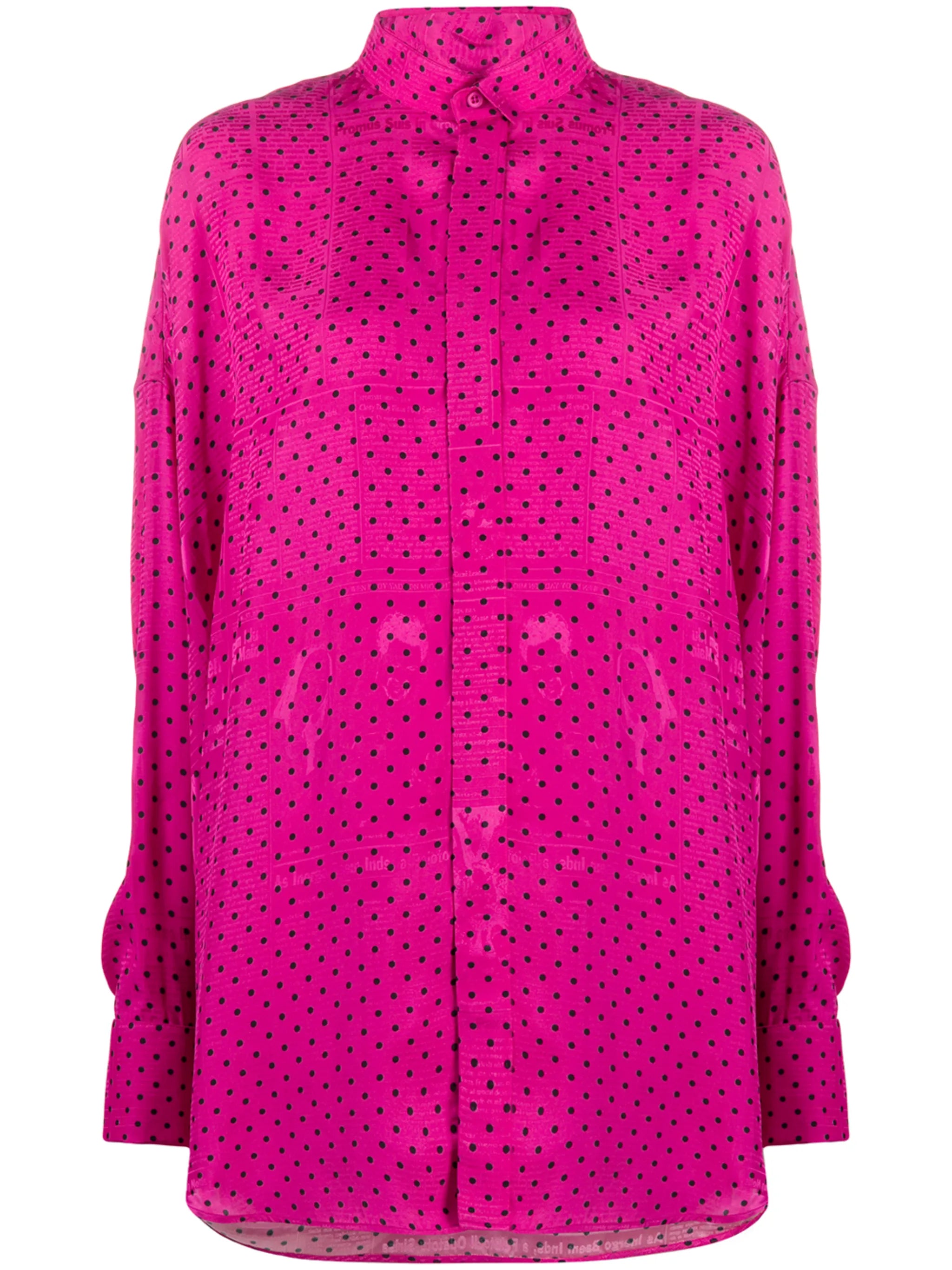 polka dot scarf-detail shirt