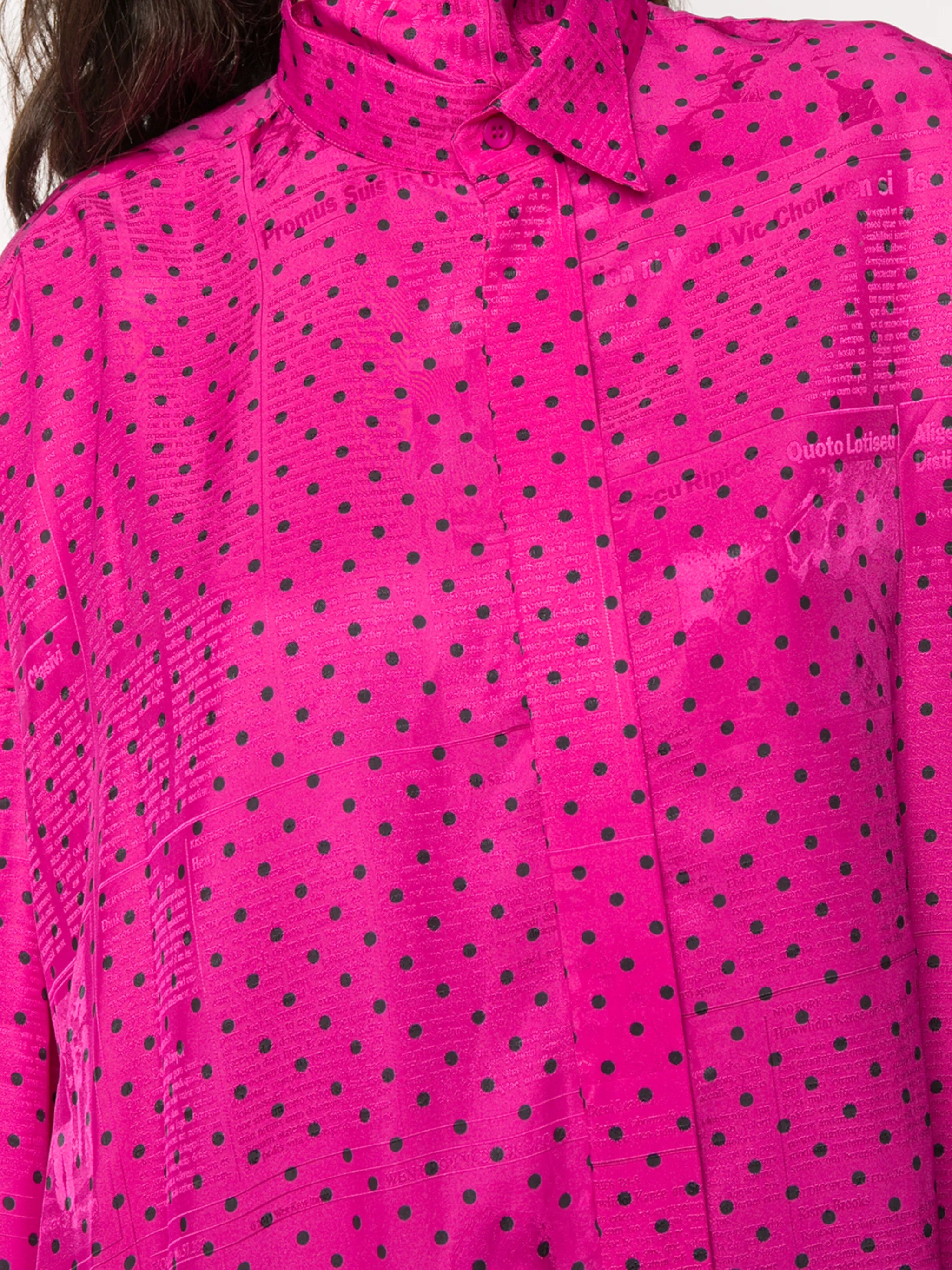 polka dot scarf-detail shirt