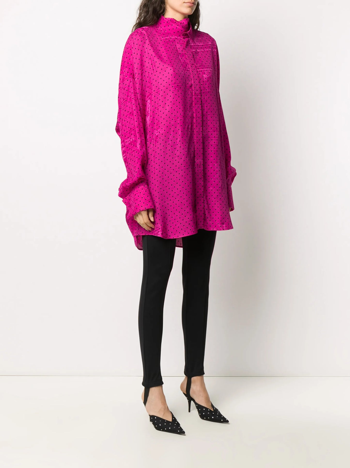 polka dot scarf-detail shirt