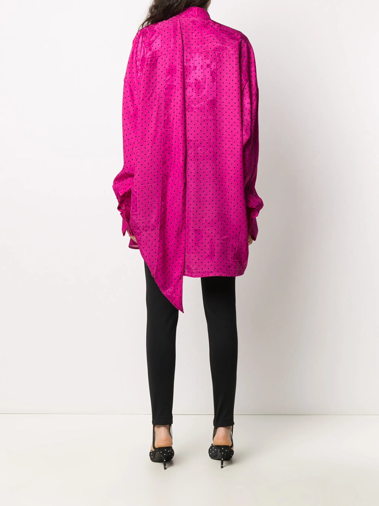 polka dot scarf-detail shirt
