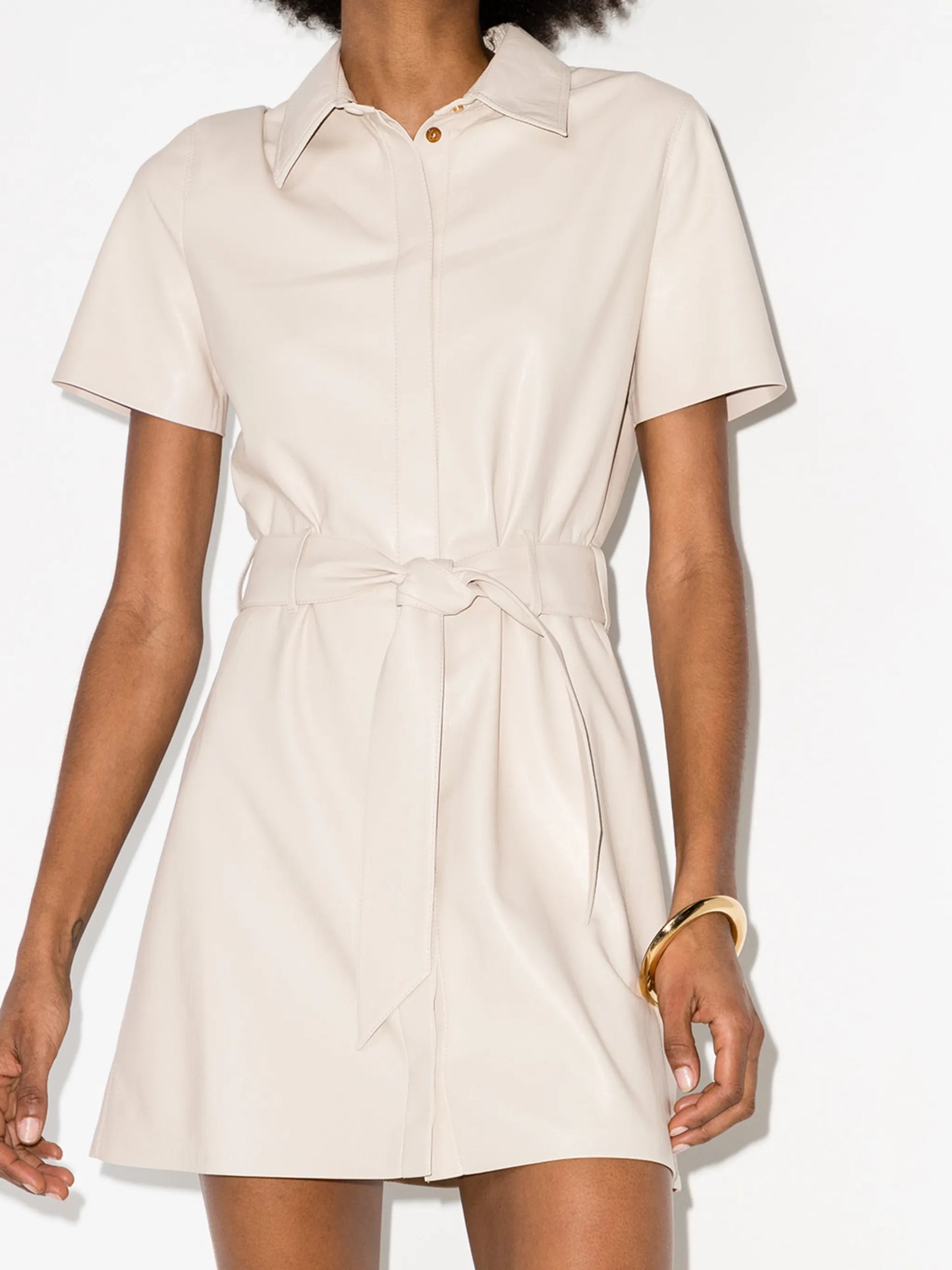 Halli faux-leather mini shirtdress