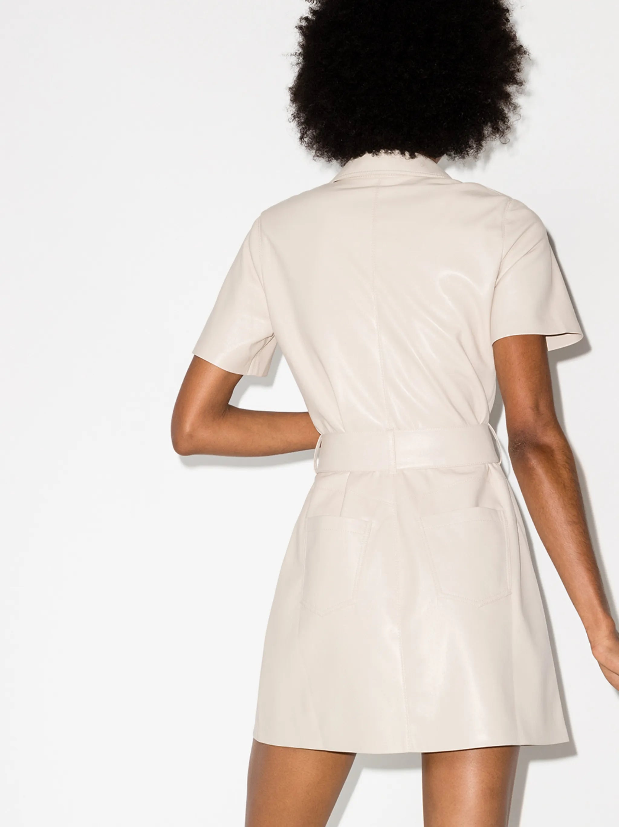 Halli faux-leather mini shirtdress