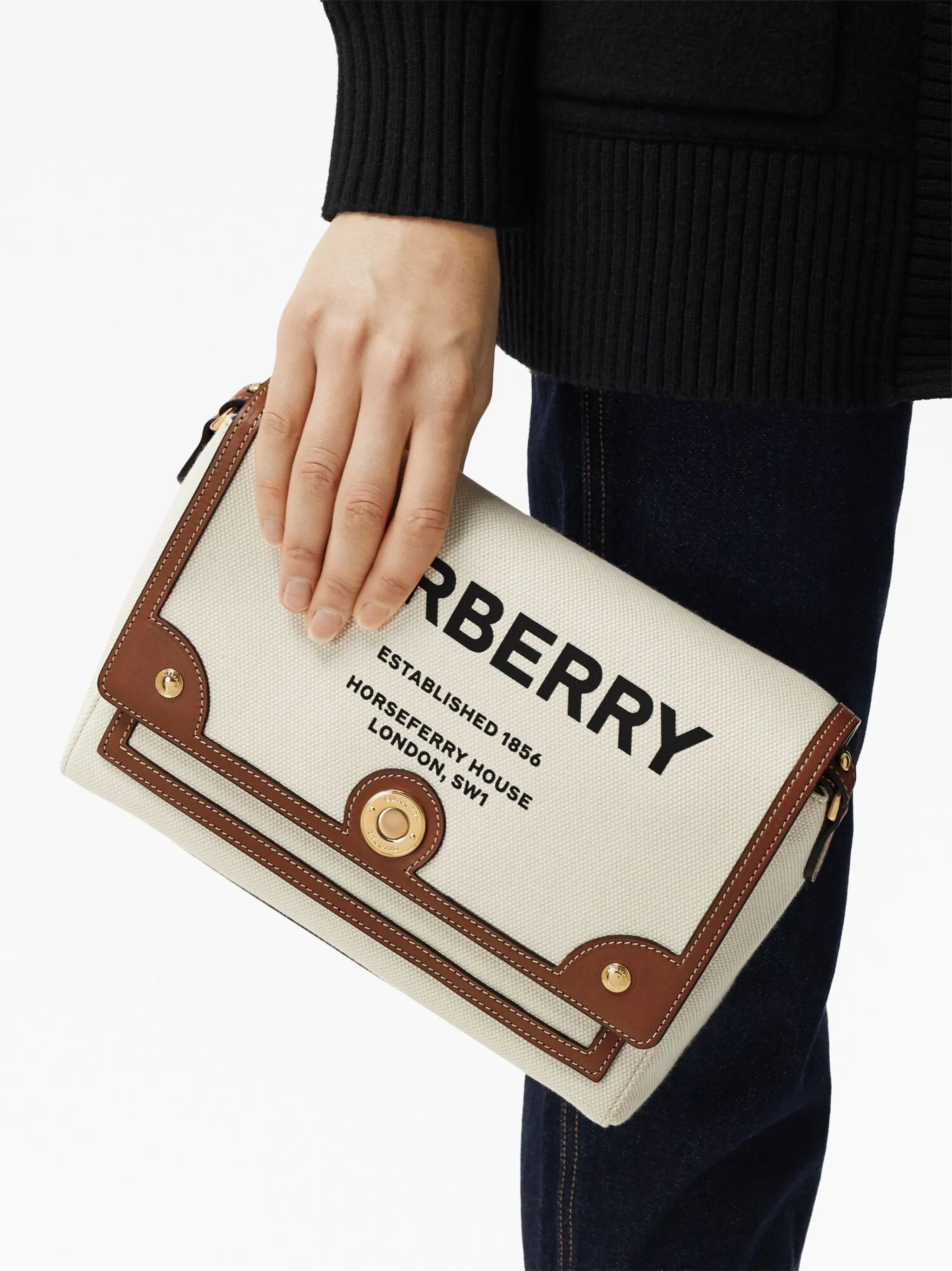 Horseferry print canvas note shoulder bag