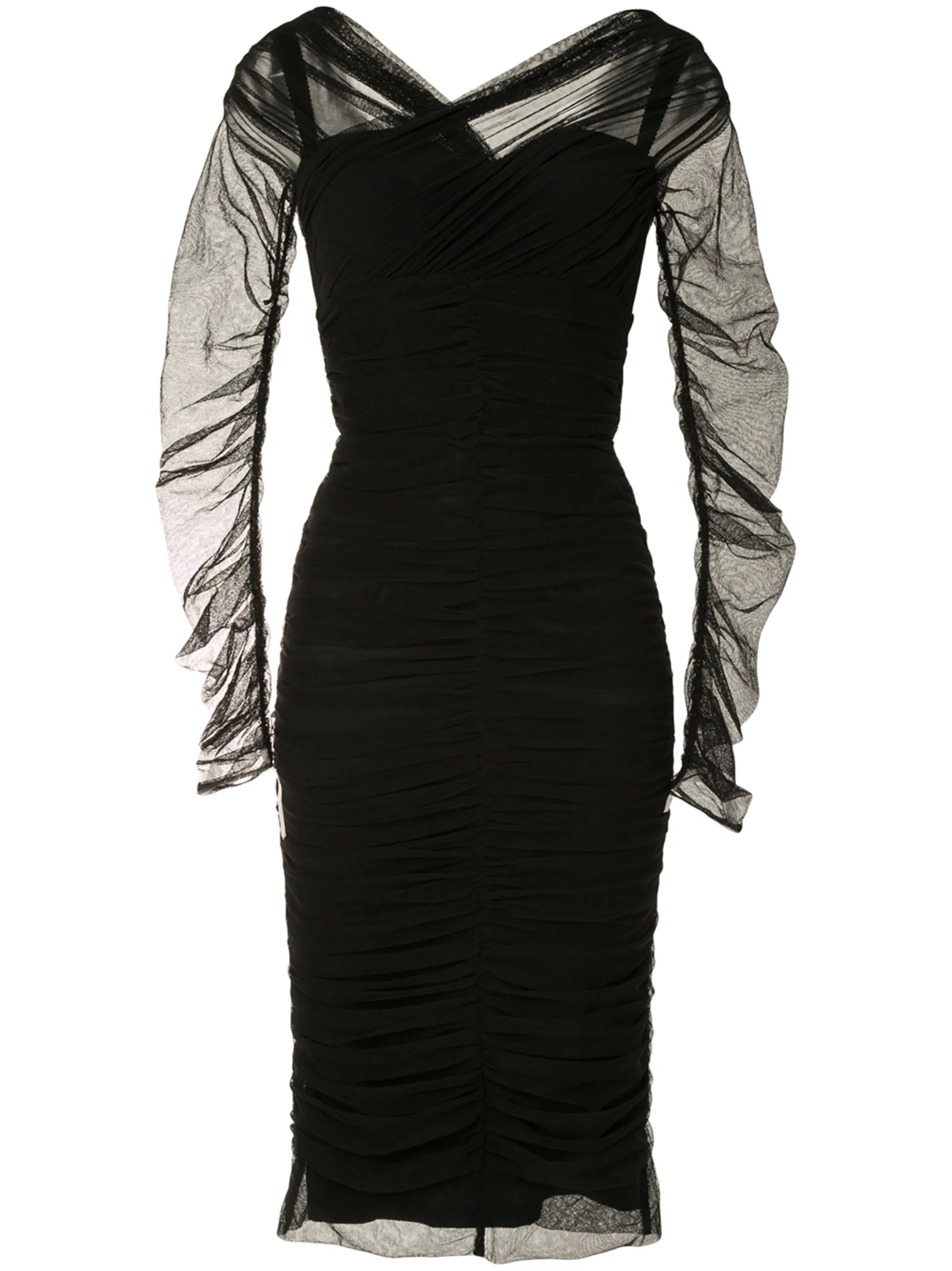 draped midi dress in cotton tulle