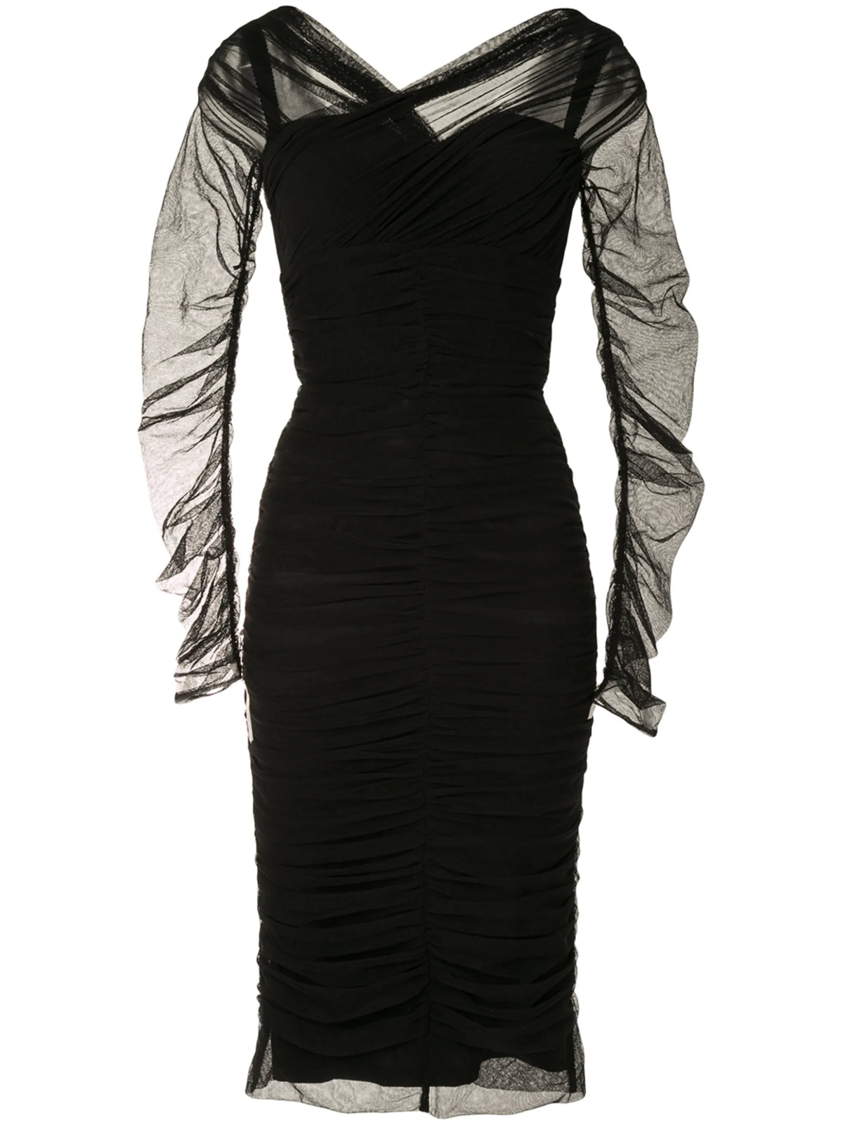 draped midi dress in cotton tulle