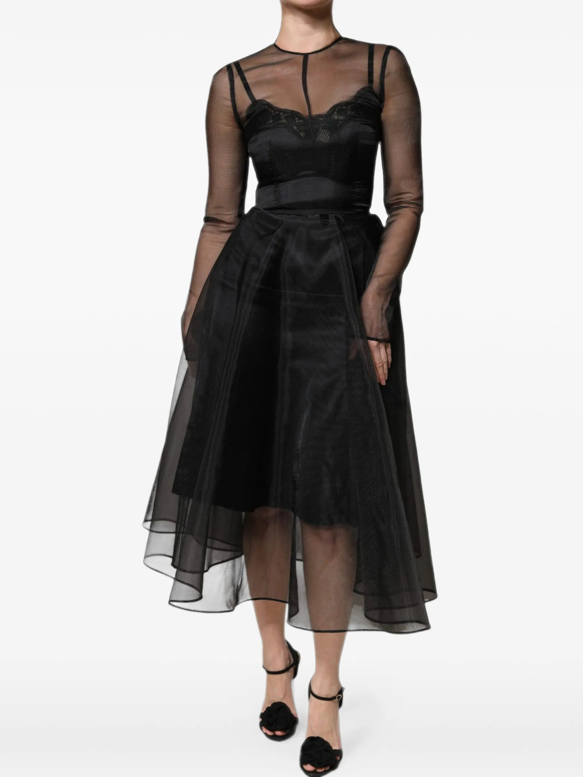 Draped midi dress in cotton tulle