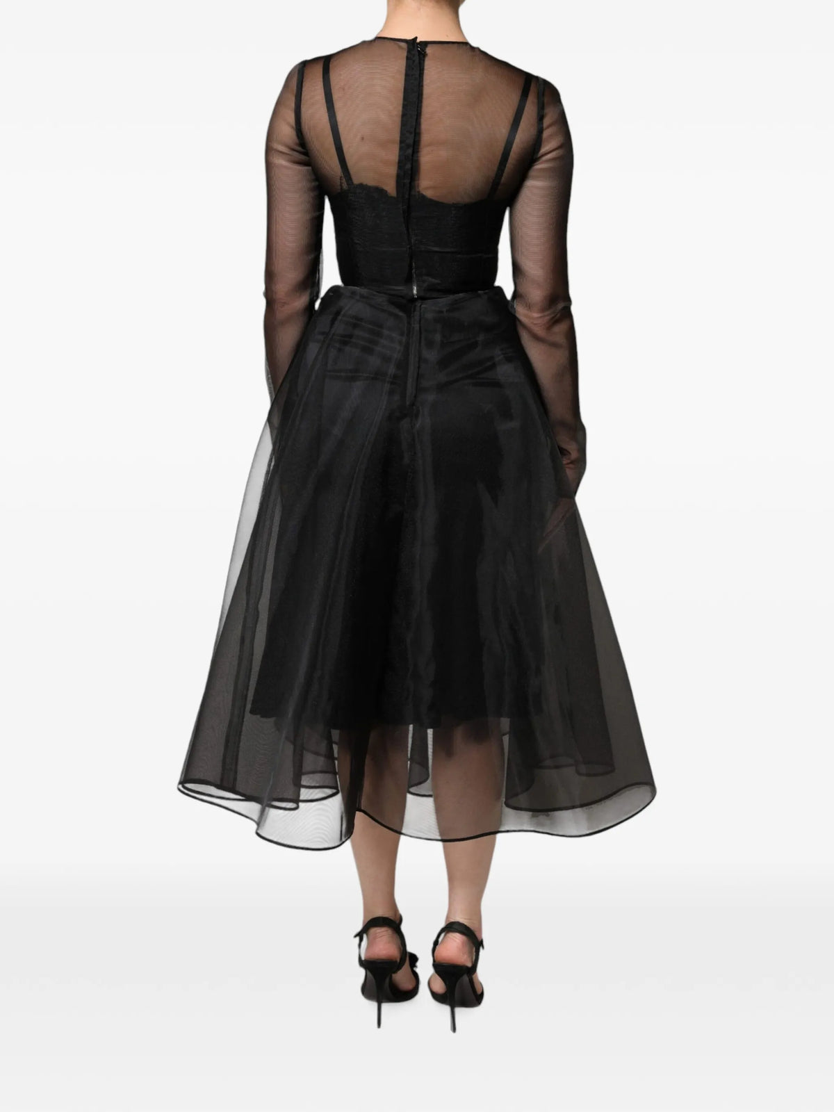 Draped midi dress in cotton tulle