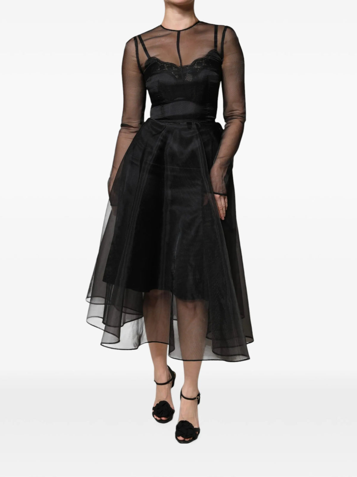 Draped midi dress in cotton tulle