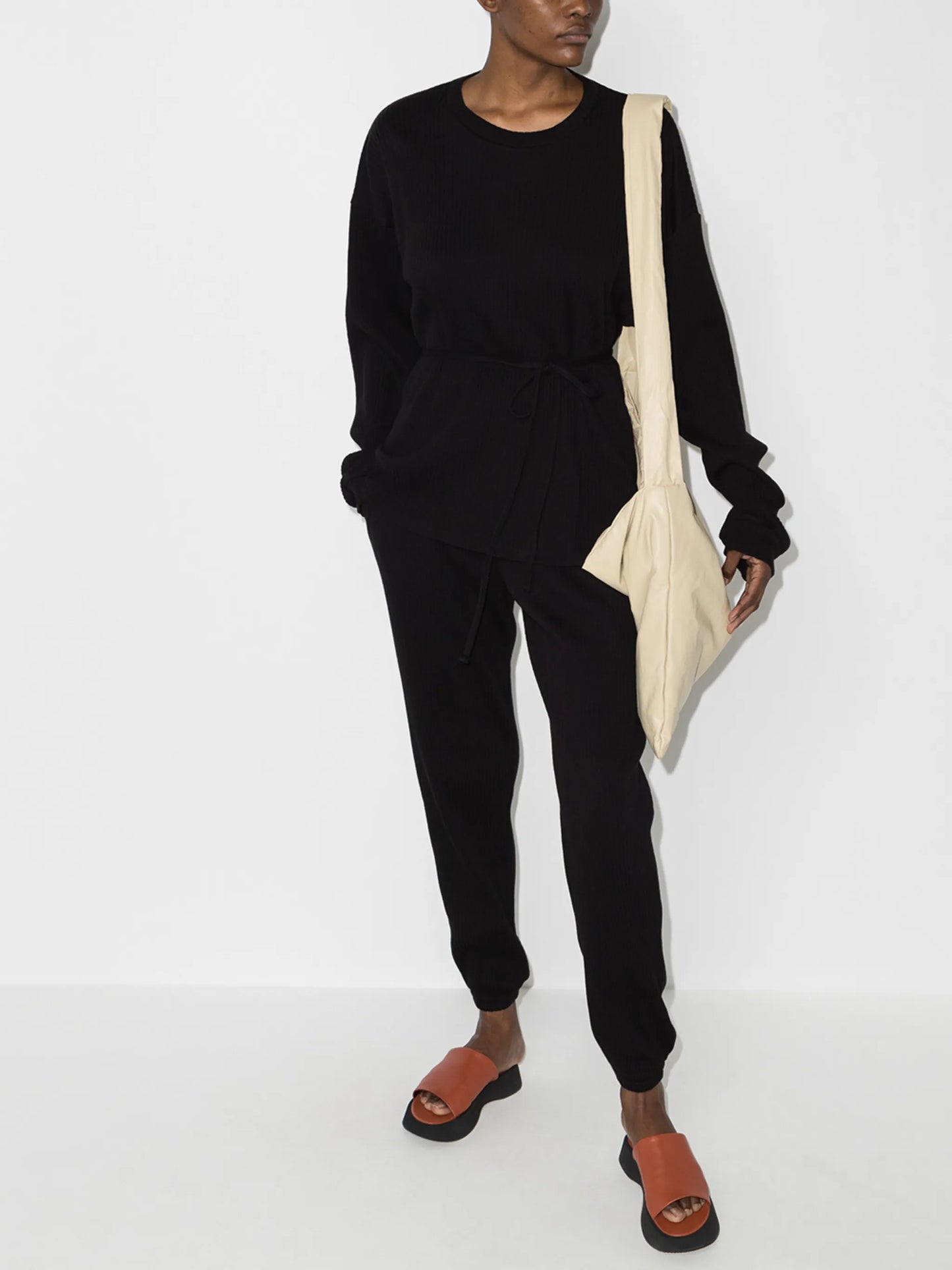 ribbed knitted track pants