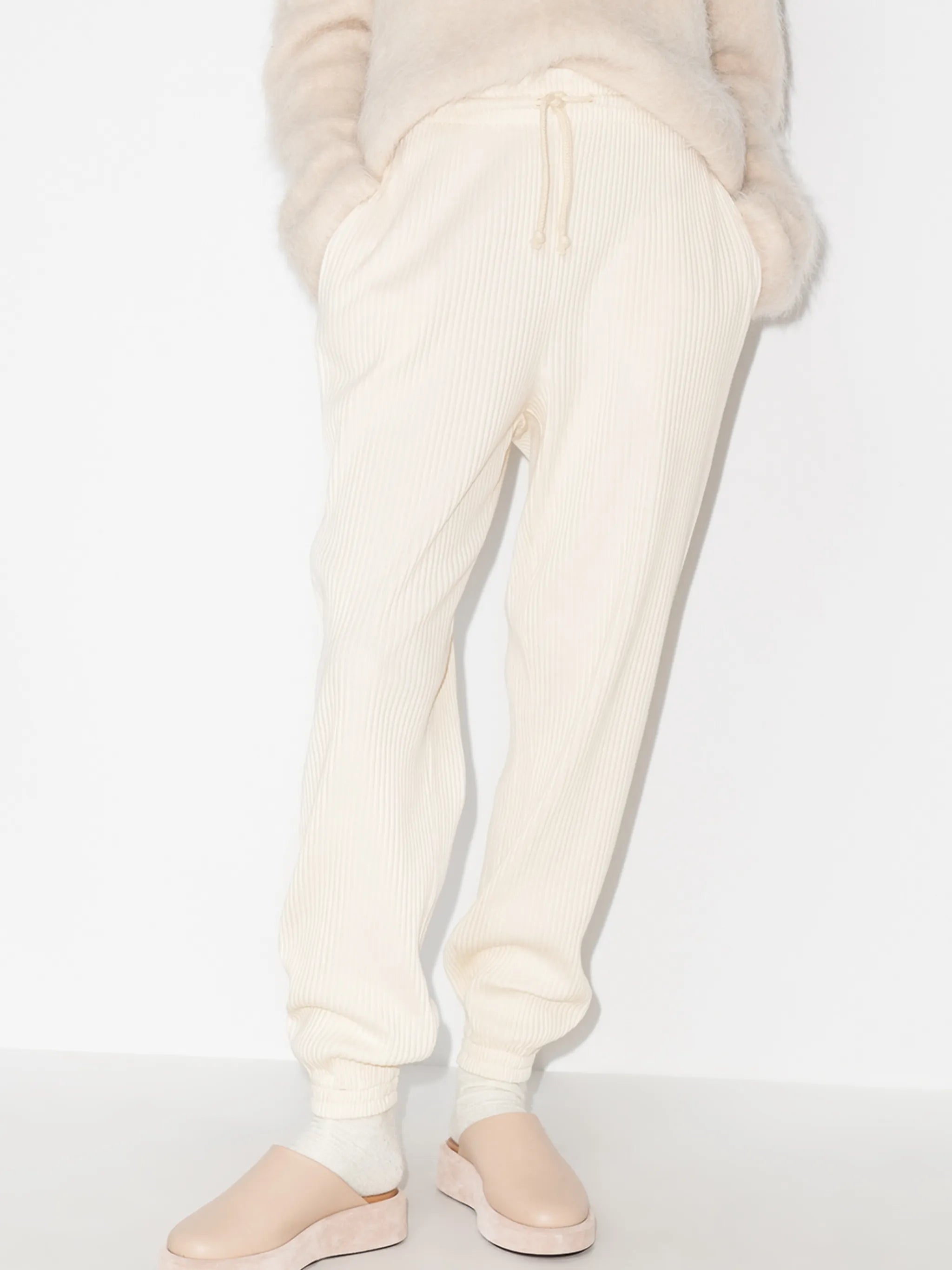 ribbed-knit organic cotton track pants